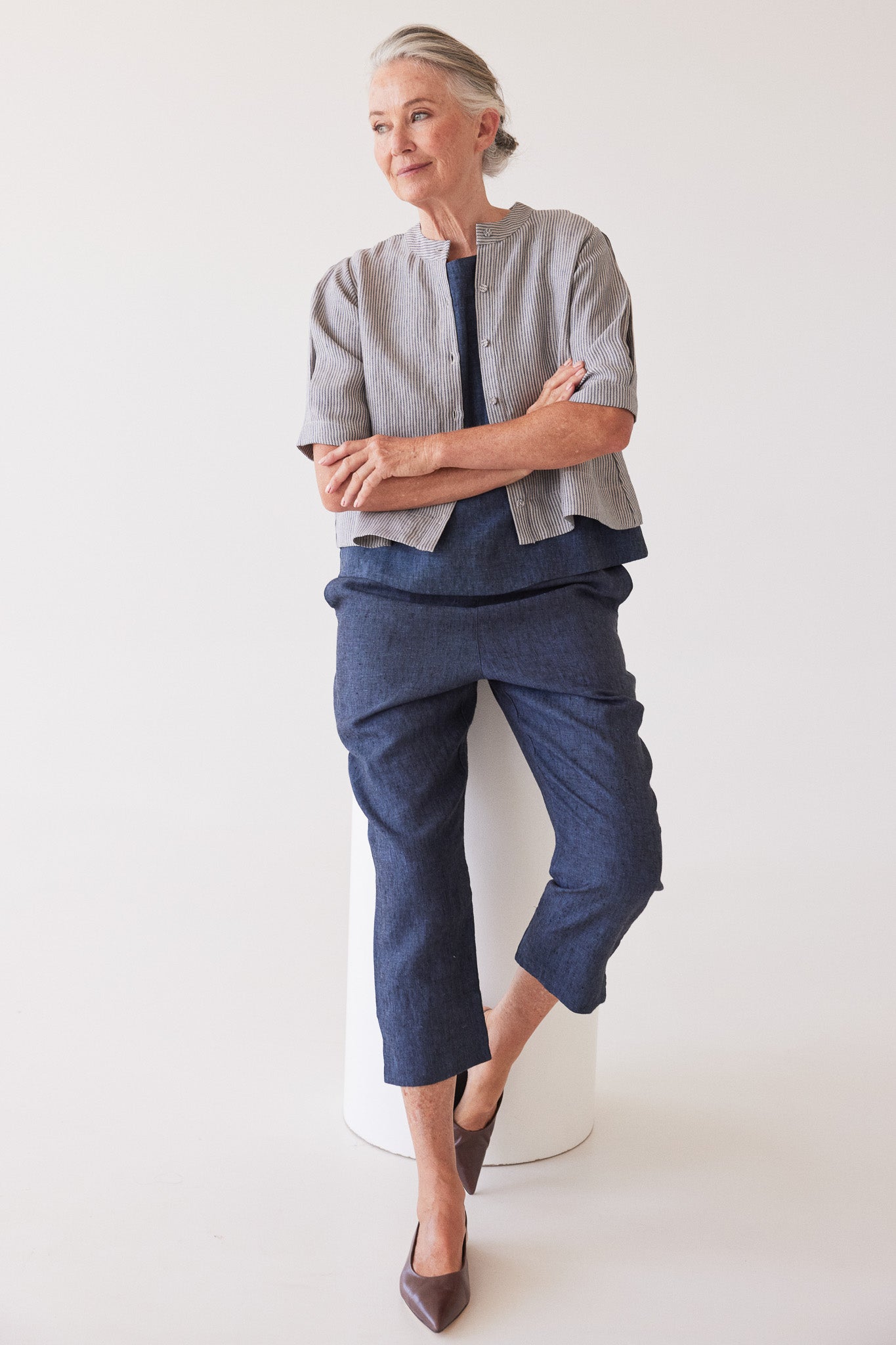 Loretta Reversible Top | Chambray Stripe