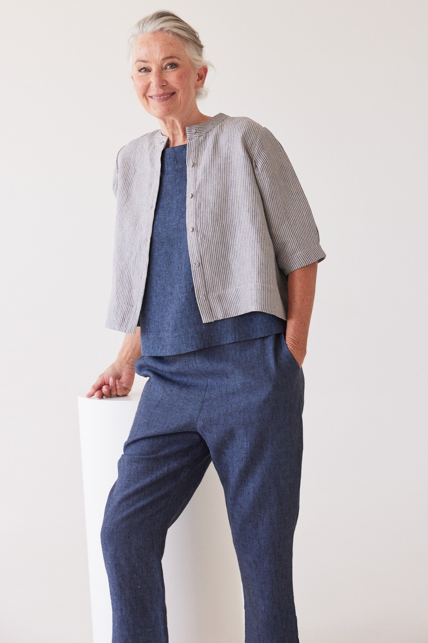 Loretta Reversible Top | Chambray Stripe