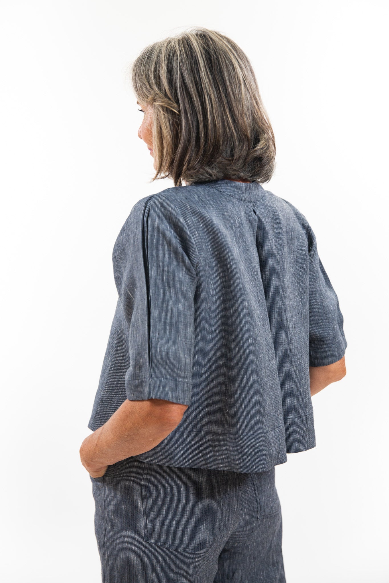 Loretta Top | Navy Pinstripe