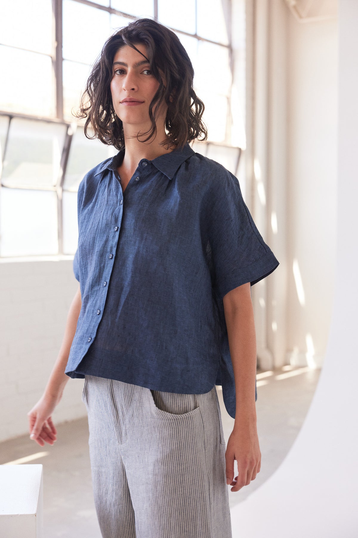 Lumi  Collared Shirt | Navy