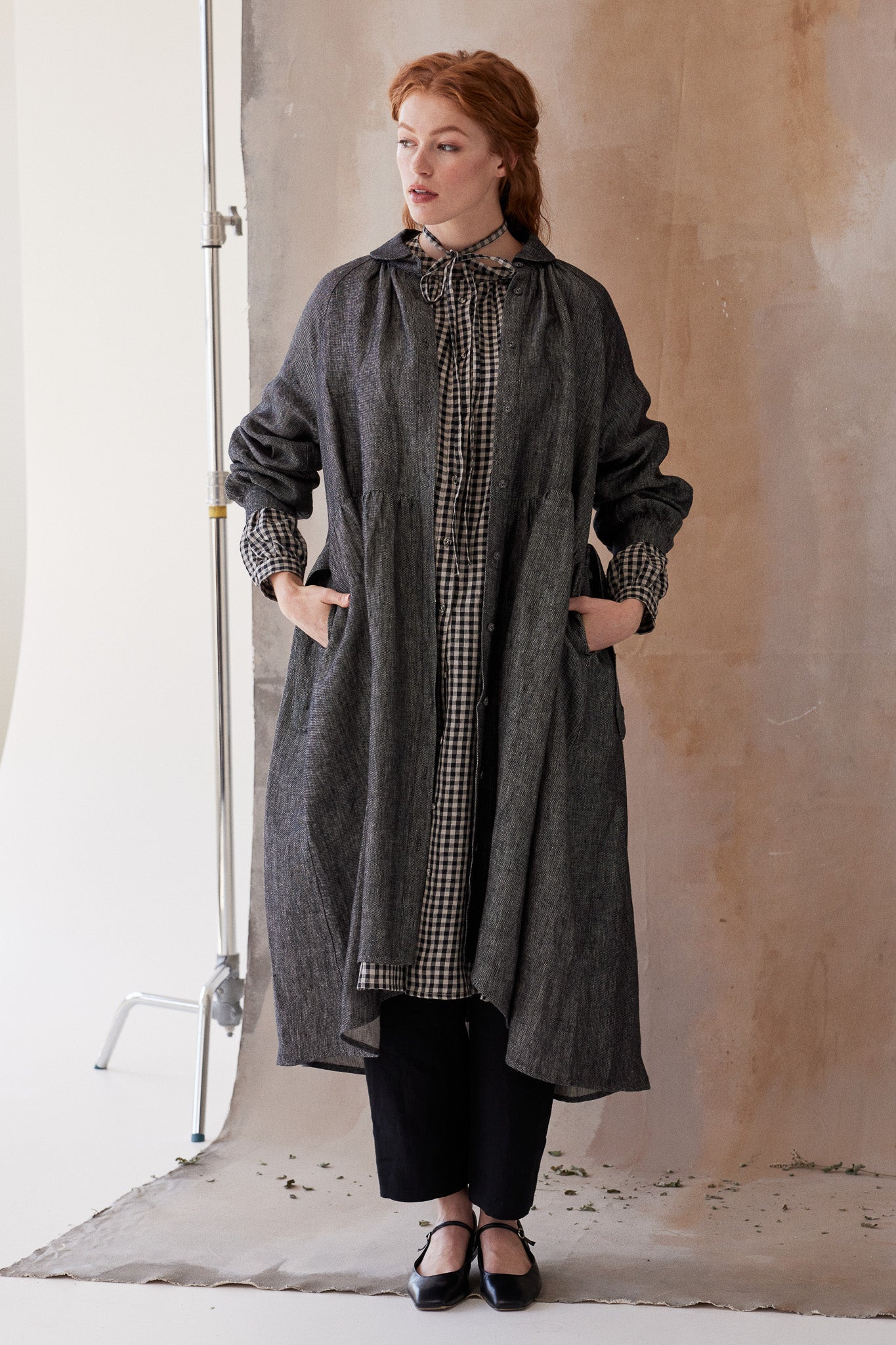 Maebry Duster Jacket | Black Denim Linen