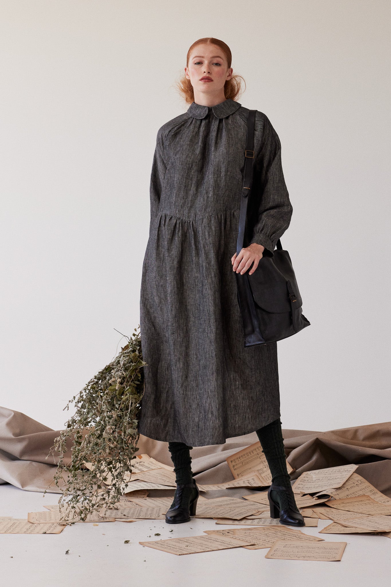 Maebry Duster Jacket | Black Denim Linen