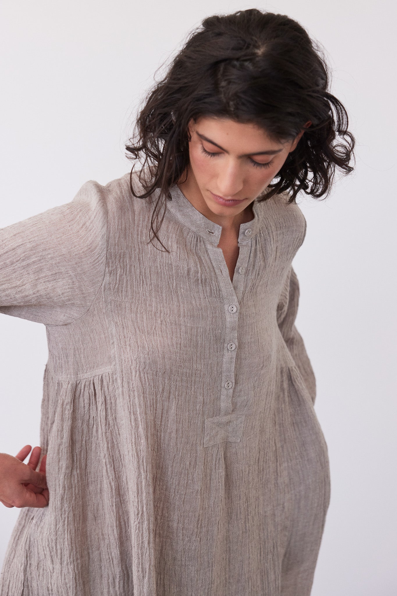 Marika Relaxed Dress | Stone Gauze