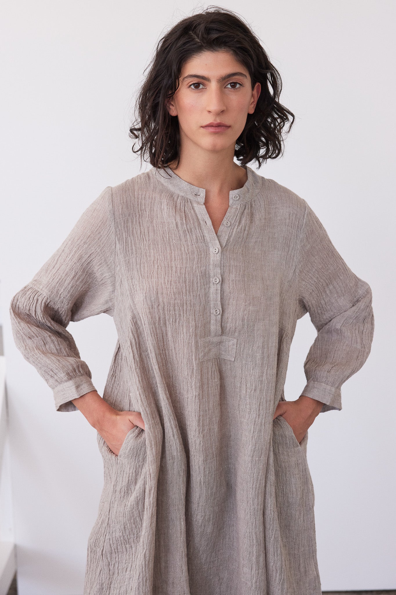 Marika Relaxed Dress | Stone Gauze
