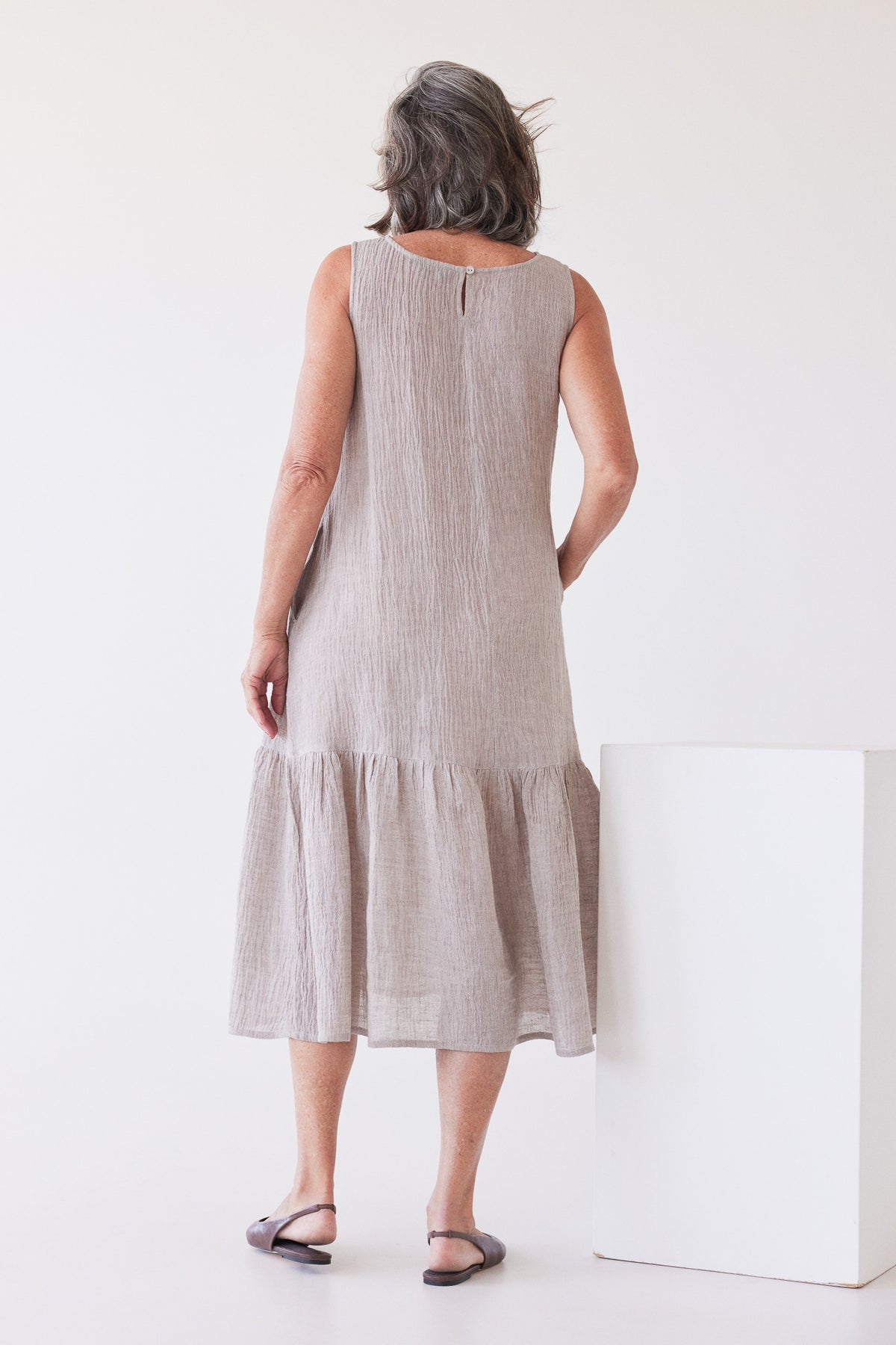 Maya Midi Dress | Stone Gauze