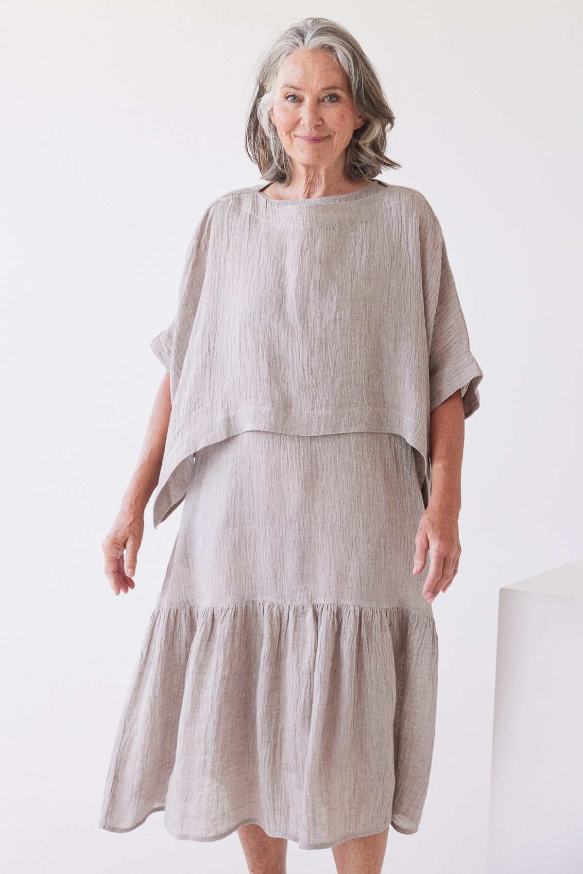 Maya Midi Dress | Stone Gauze