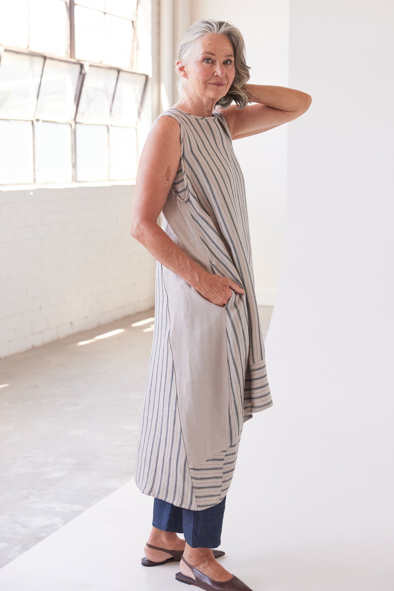 Mia Midi Dress | Navy Stripe