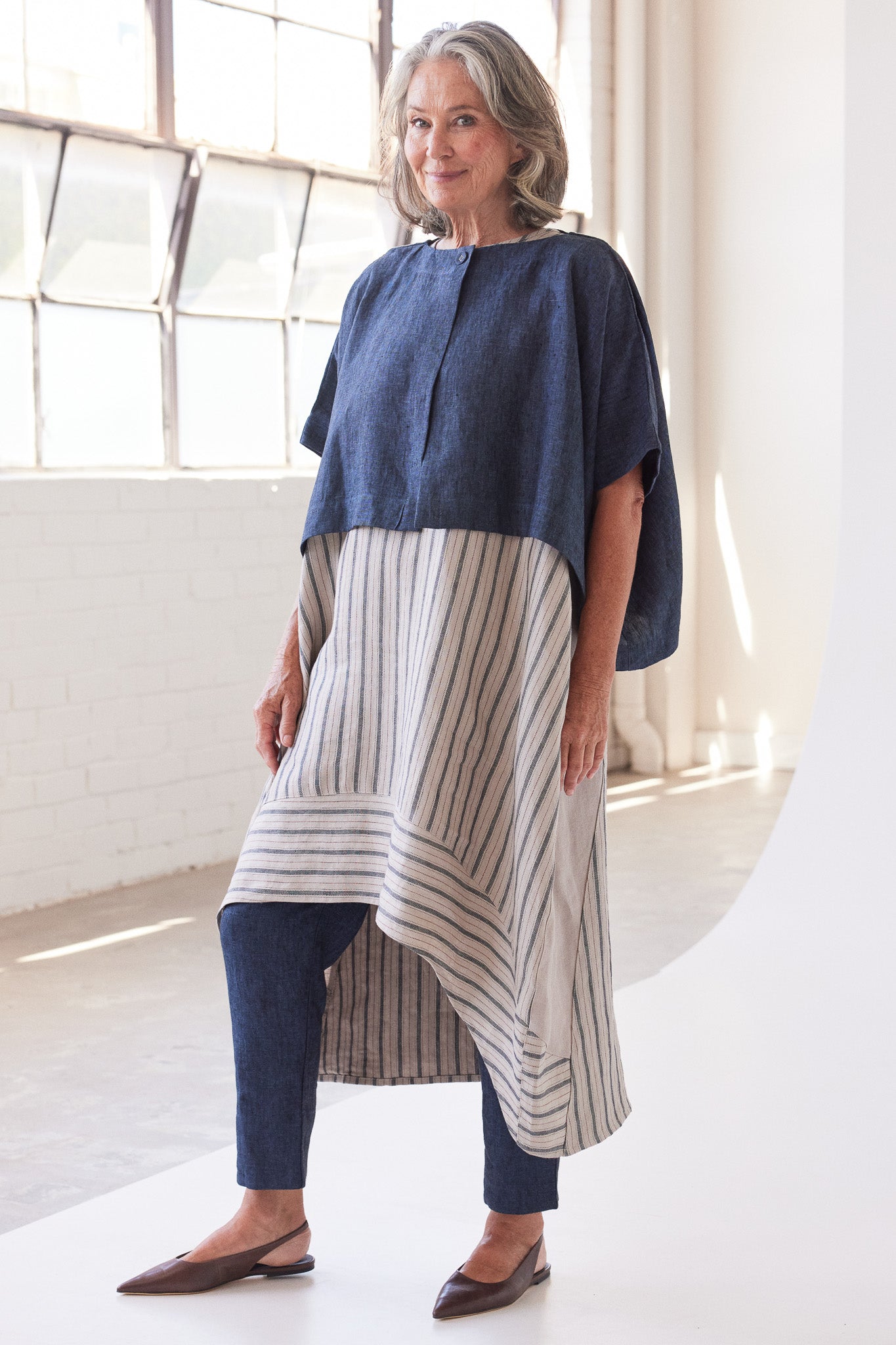 Mia Midi Dress | Navy Stripe