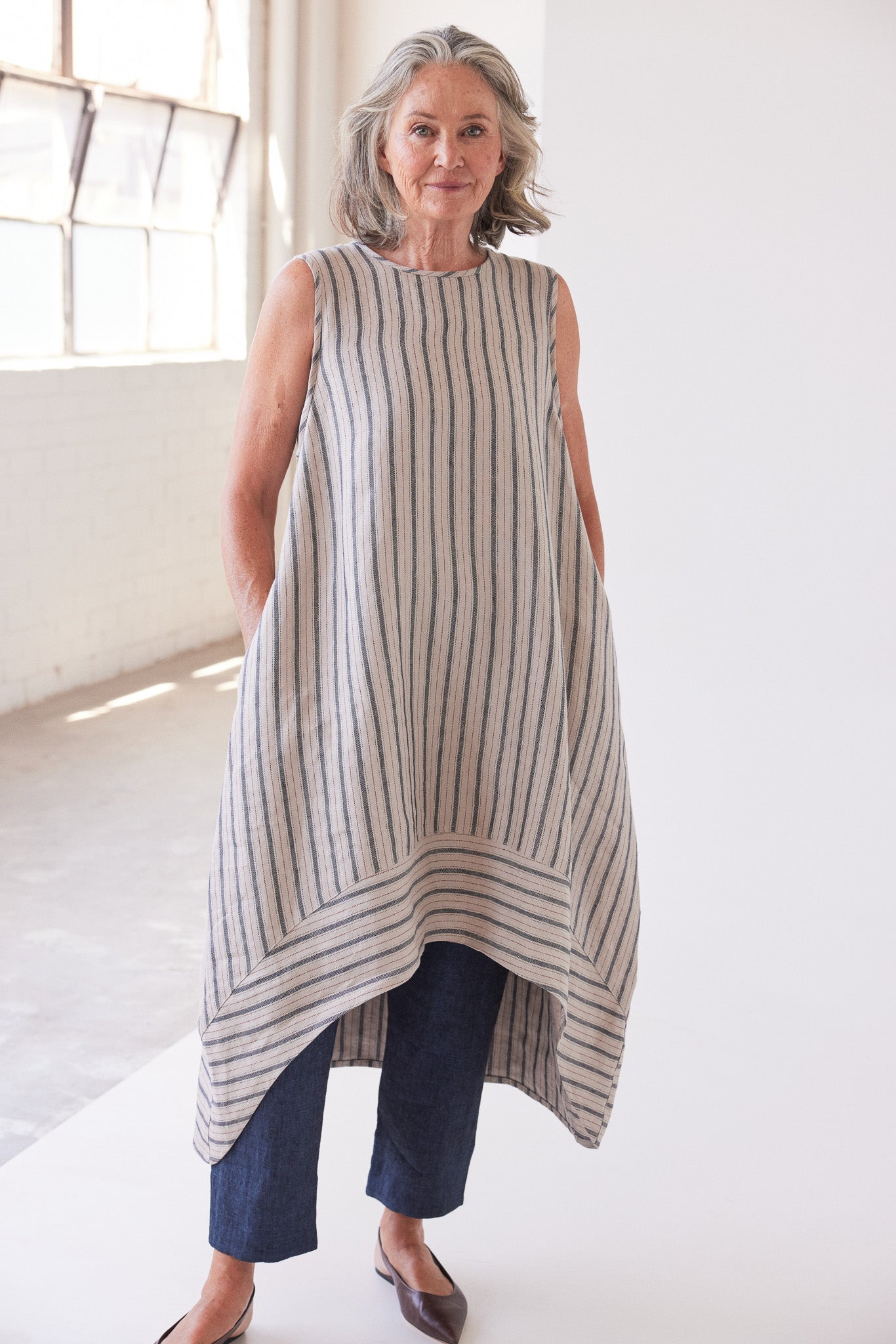 Mia Midi Dress | Navy Stripe