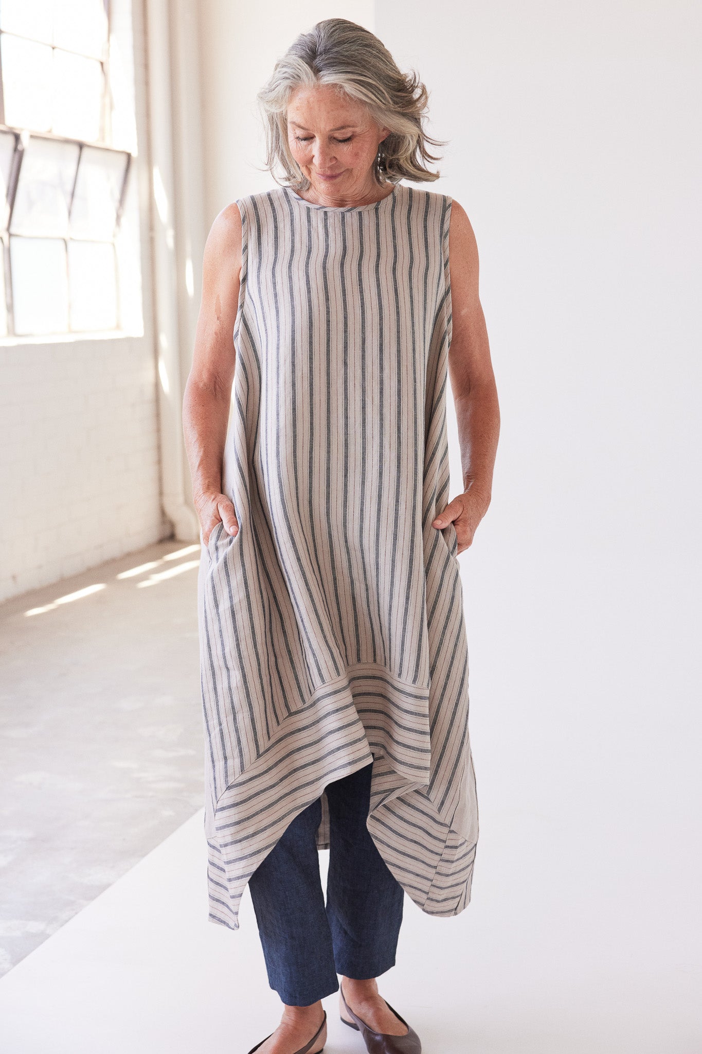 Mia Midi Dress | Navy Stripe