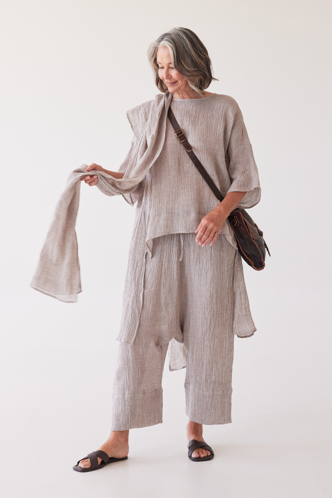 Ginza Drop Crotch Pant | Stone Gauze