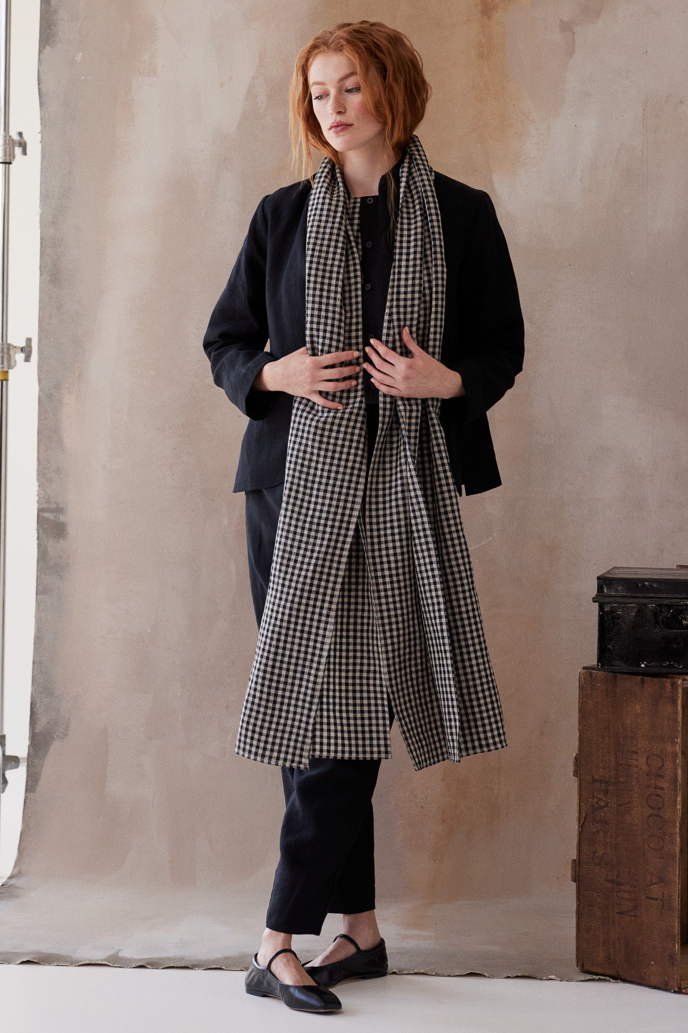 Obi Scarf | Black Gingham