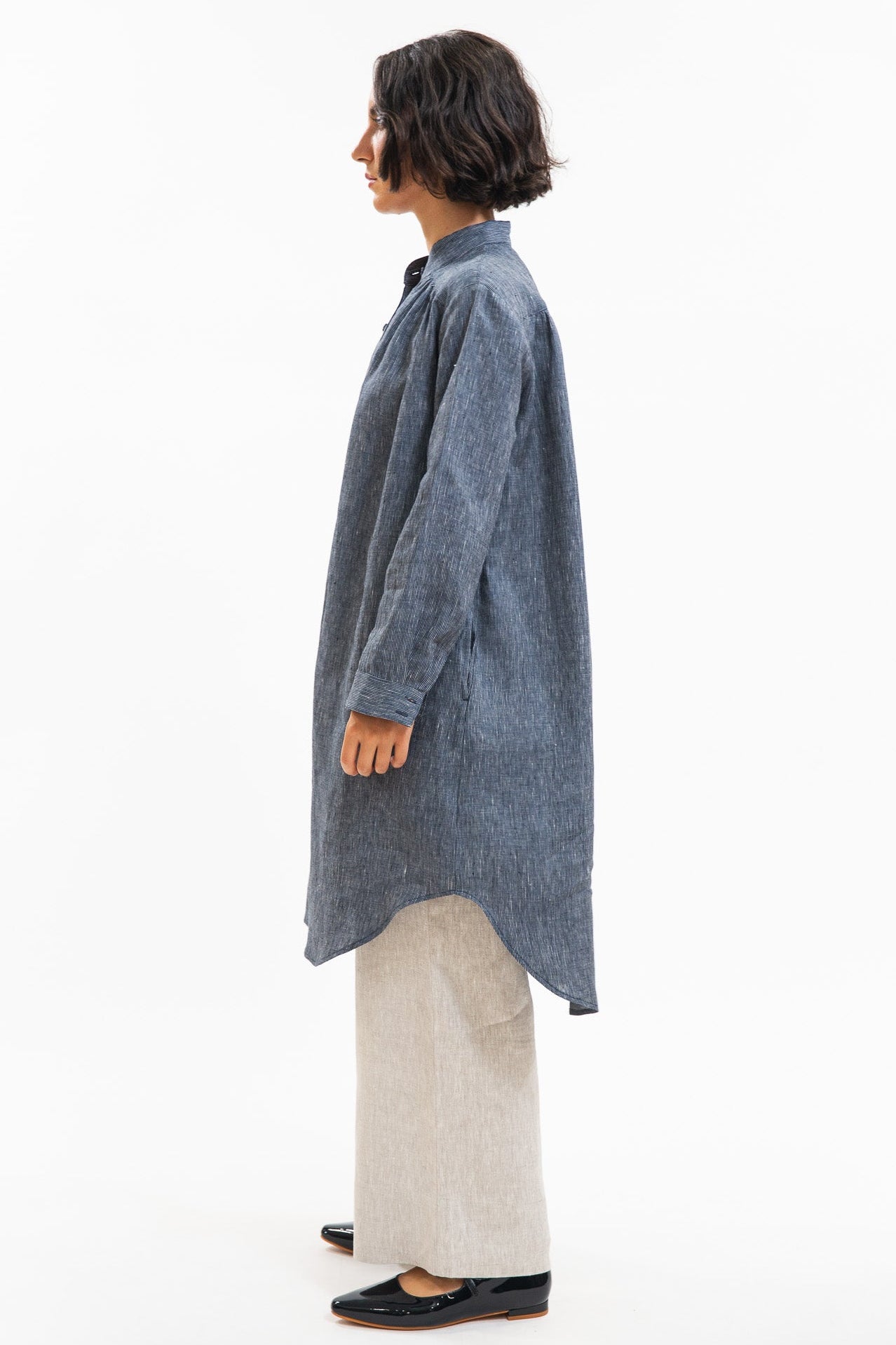 Ophelia Shirt Dress | Navy Pinstripe