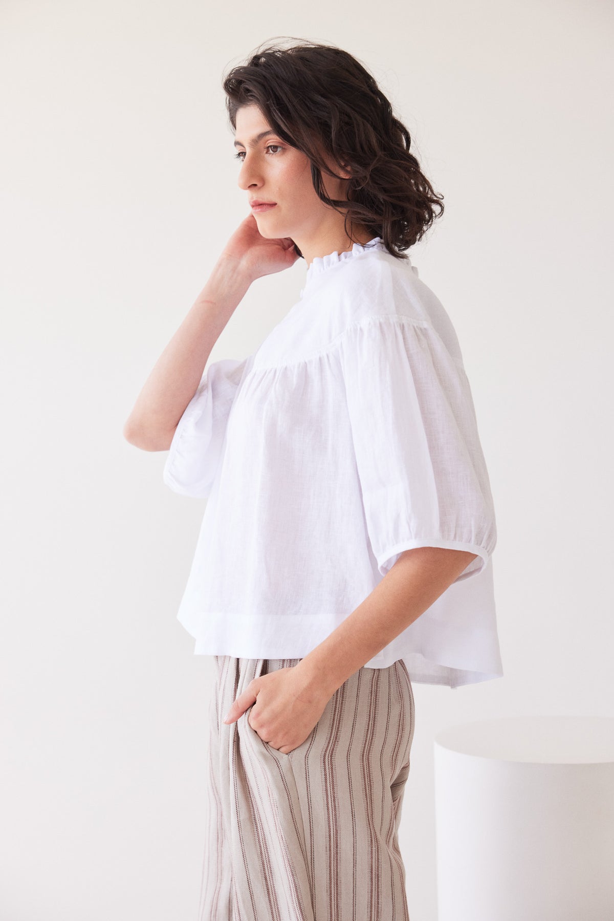 Peggie Puff Sleeve Blouse | White