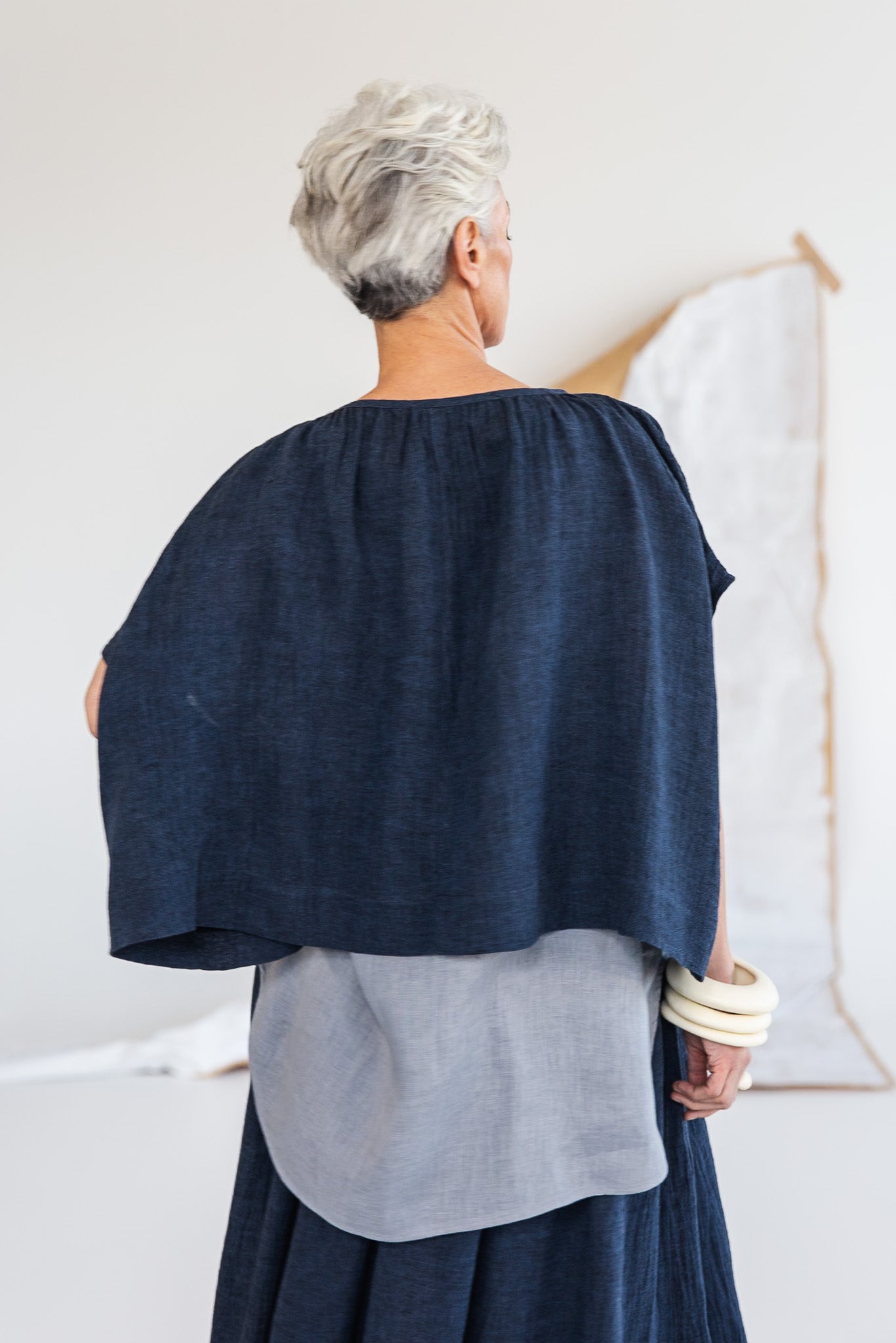 Poppy Top | Navy Gauze
