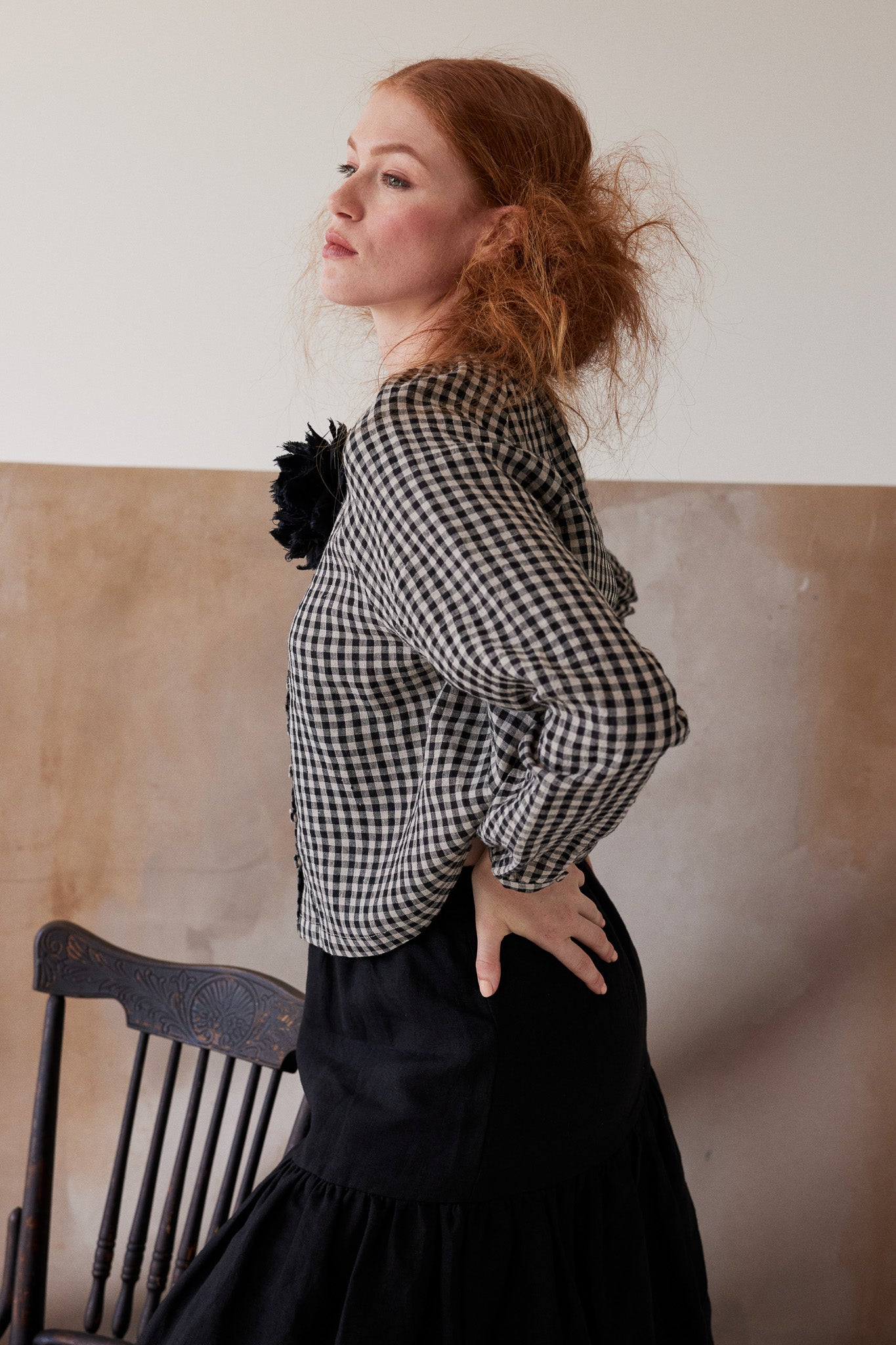 Rhodesia Button Up Blouse | Black Gingham