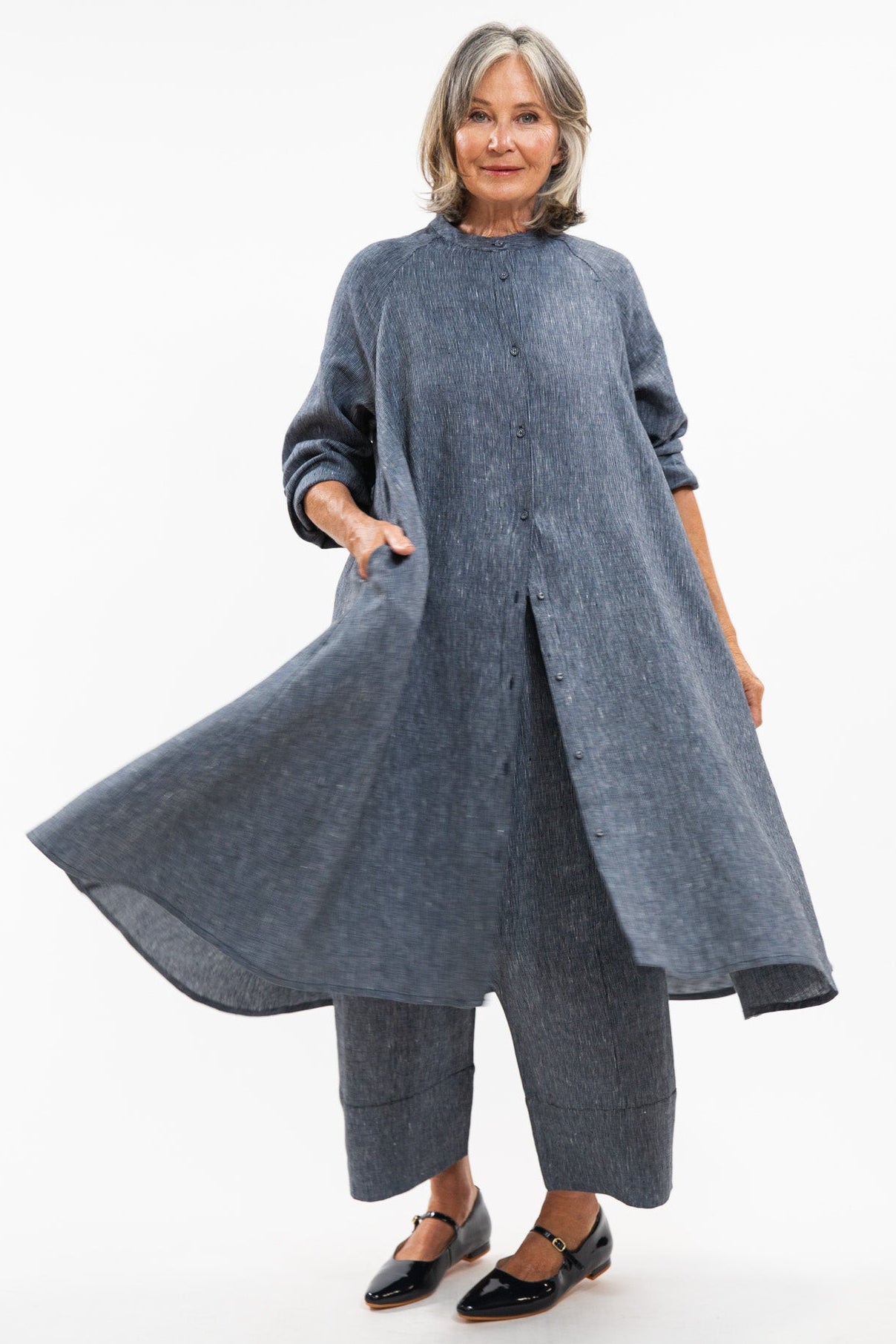 Roma Jacket | Navy Pinstripe