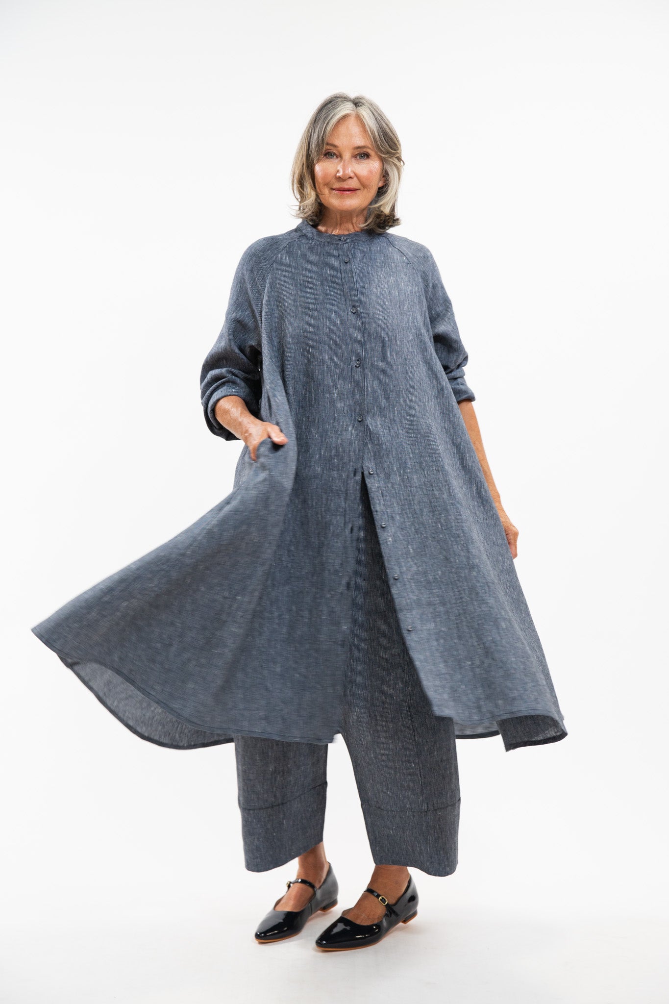 Roma Jacket | Navy Pinstripe