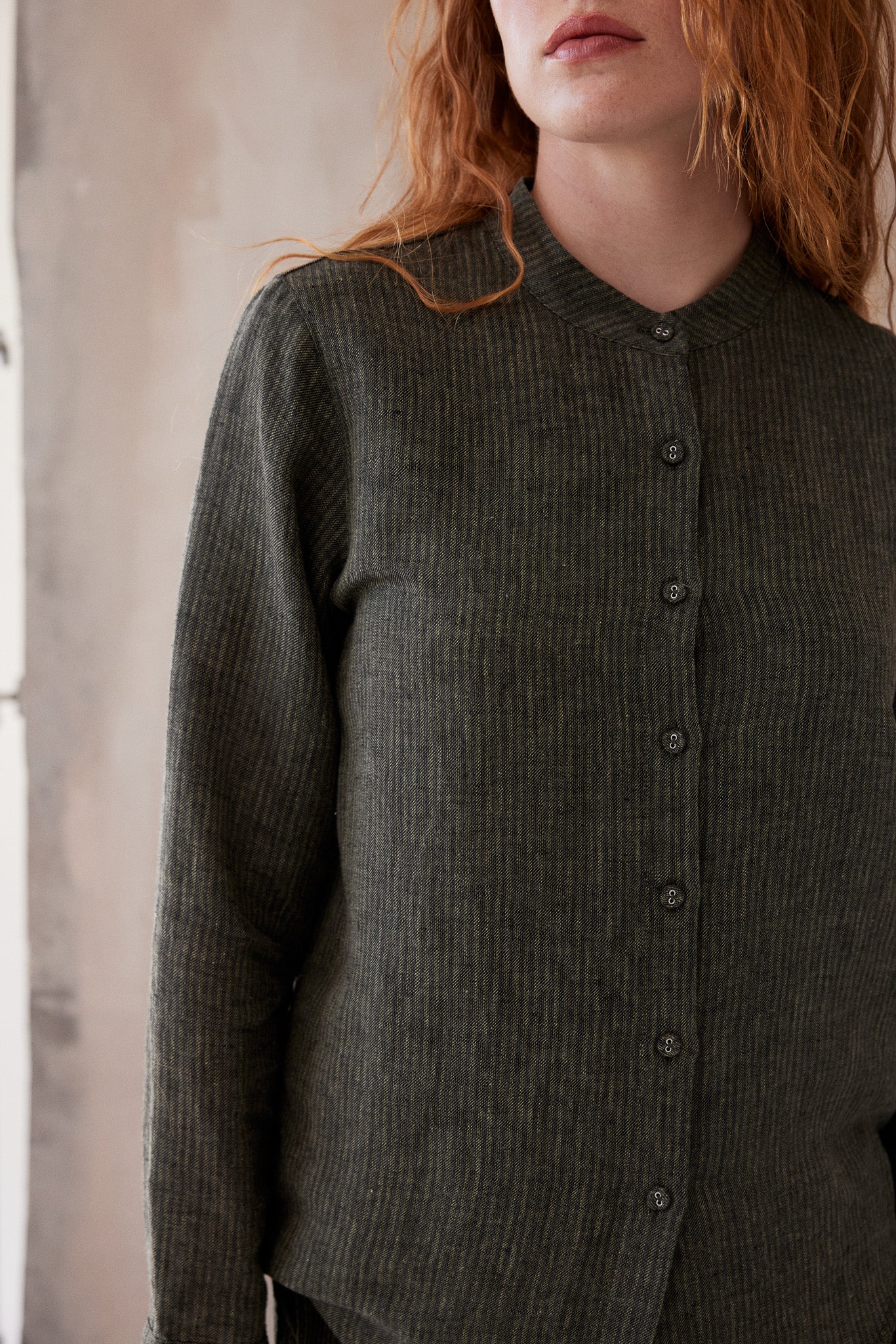 Sawyer Long Sleeve Shirt | Olive Stripe
