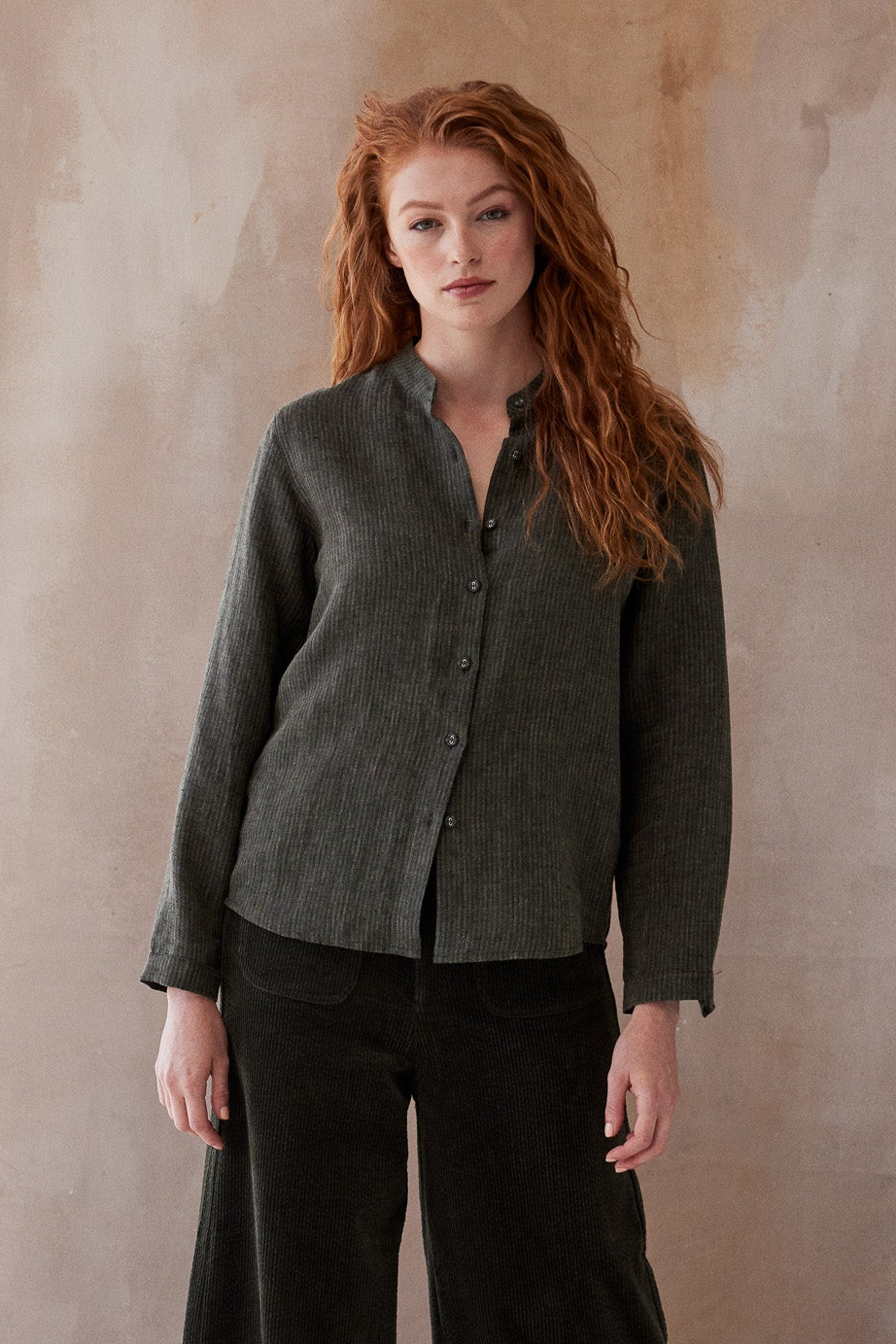 Sawyer Long Sleeve Shirt | Olive Stripe