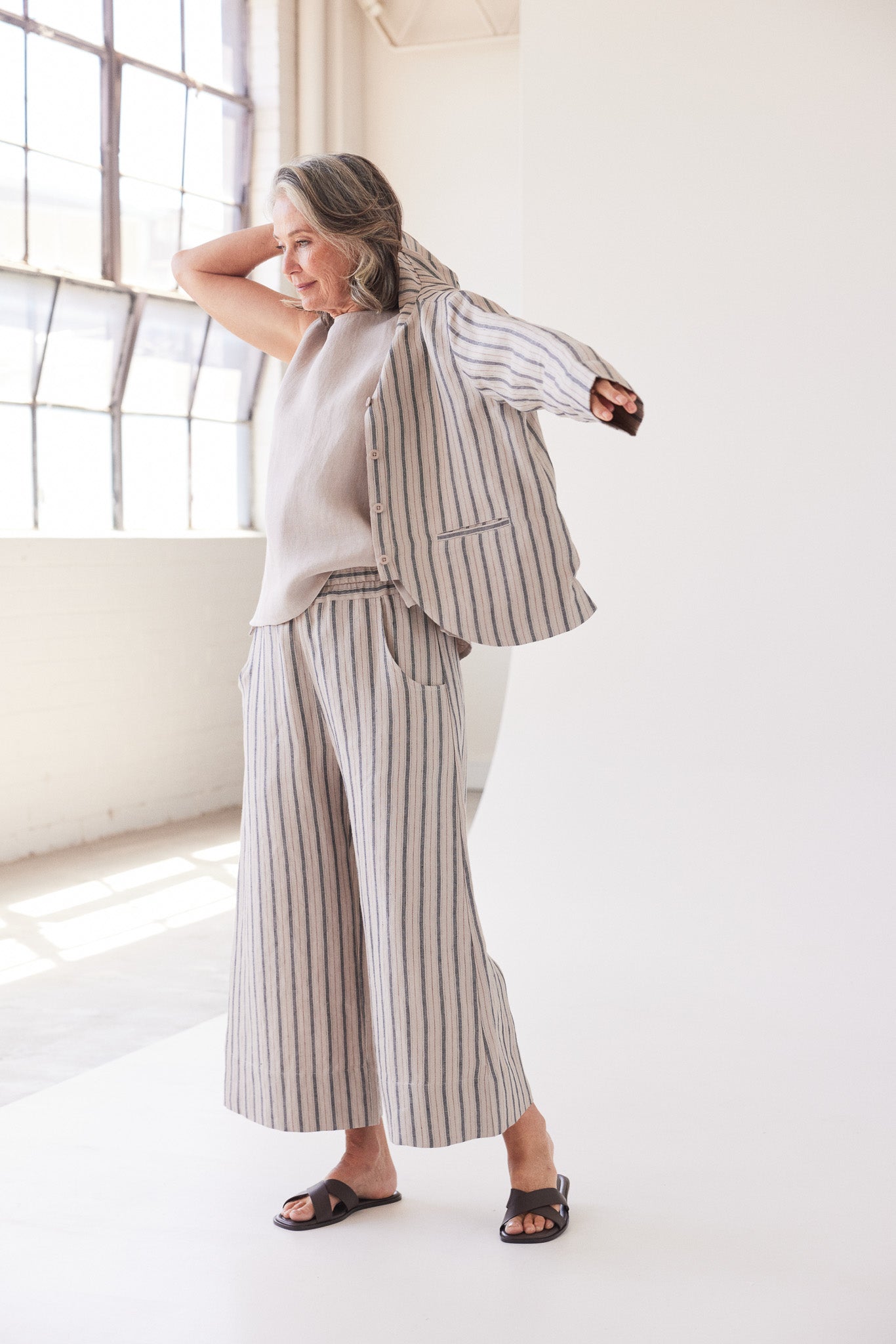 Scout Stand Collar Jacket | Navy Stripe