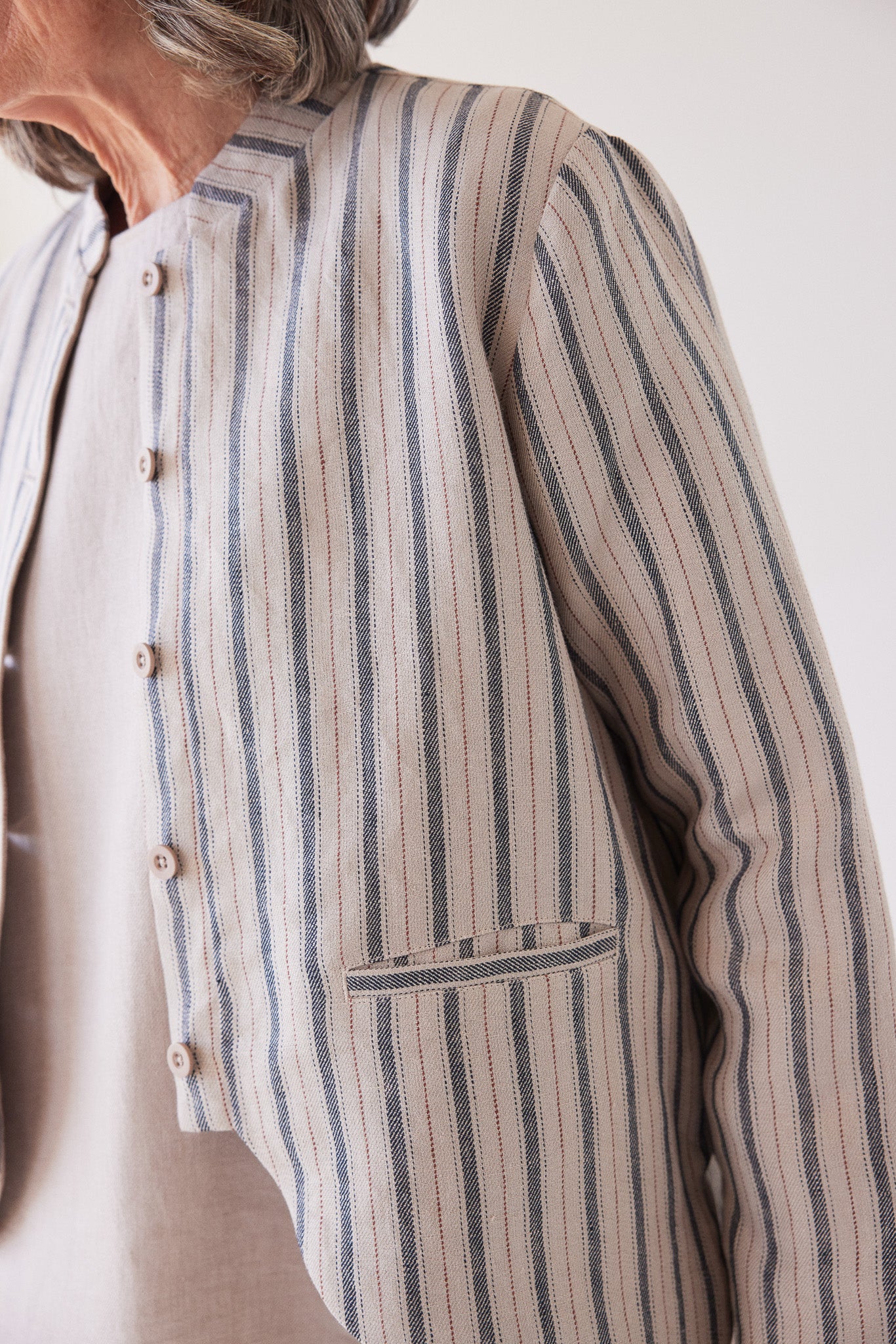 Scout Stand Collar Jacket | Navy Stripe