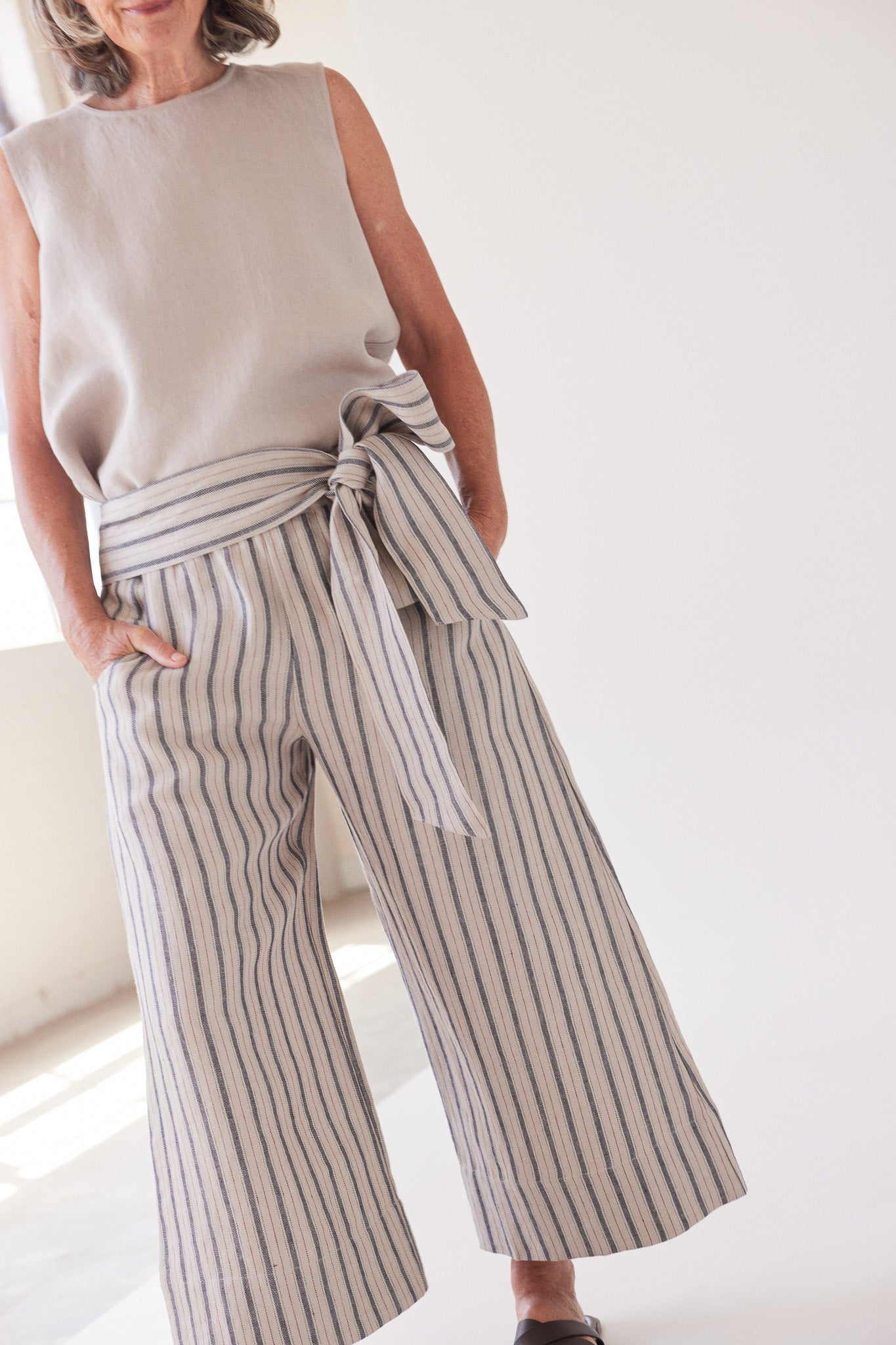 Tie Belt | Navy Stripe