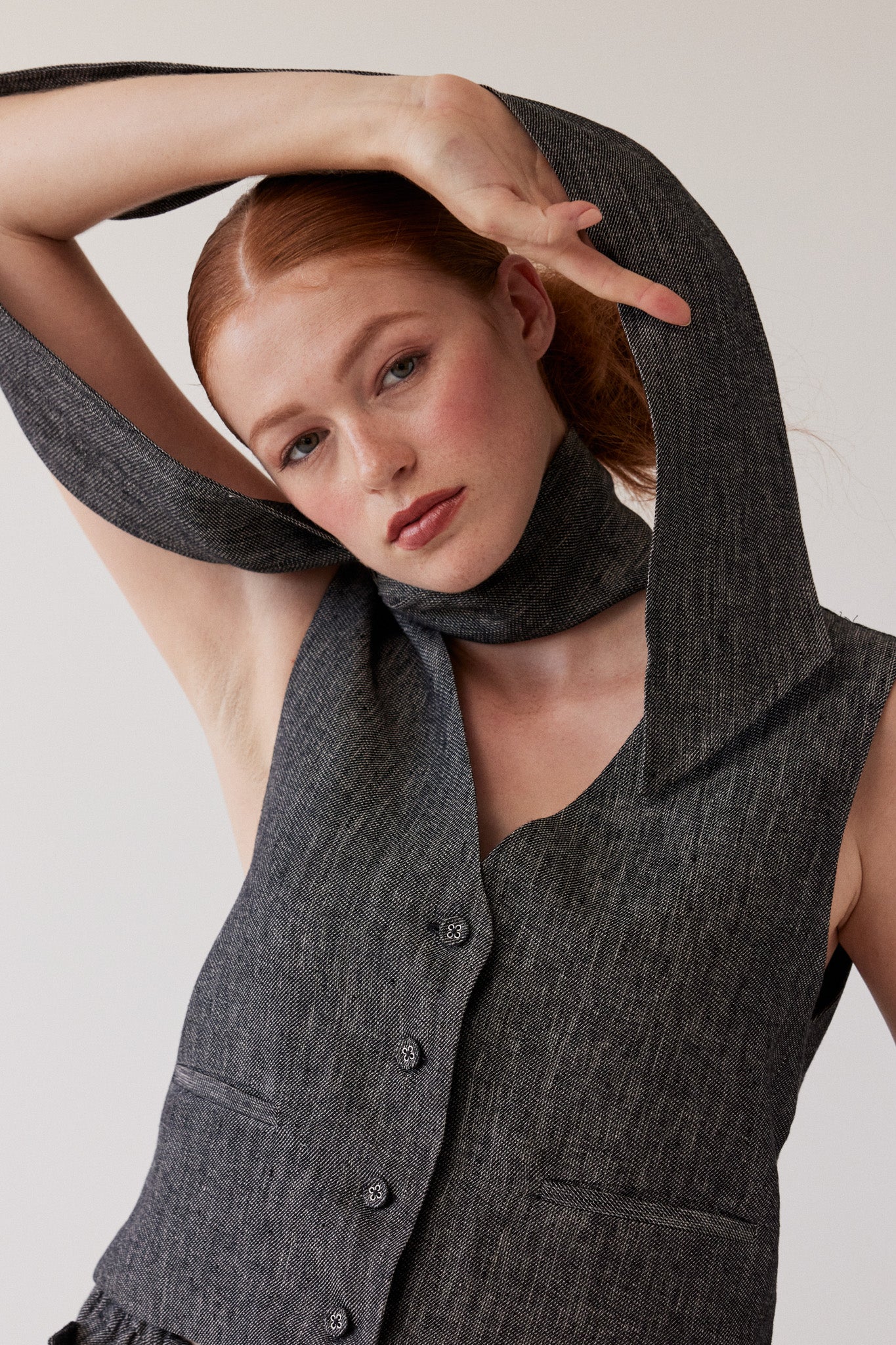 Tie Belt | Black Denim Linen