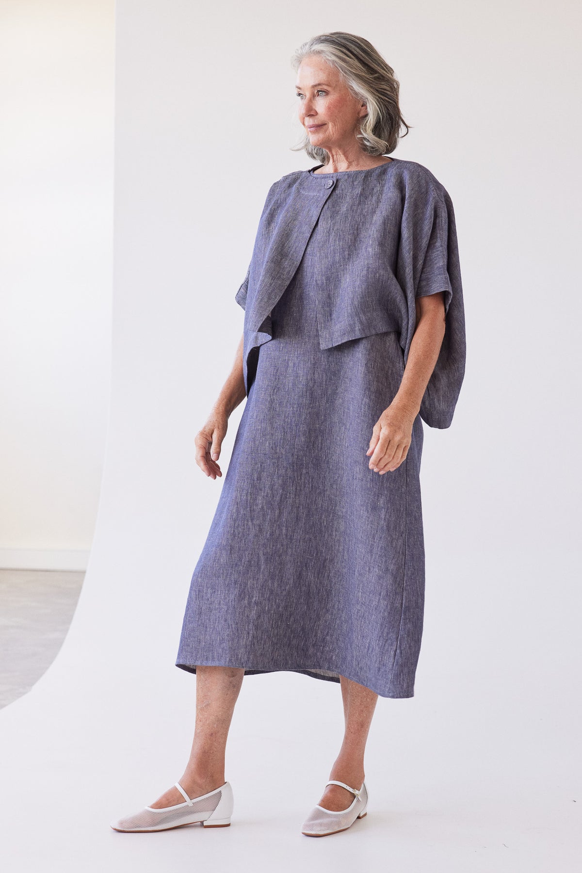 Tussie Capelet | Dusty Denim Linen