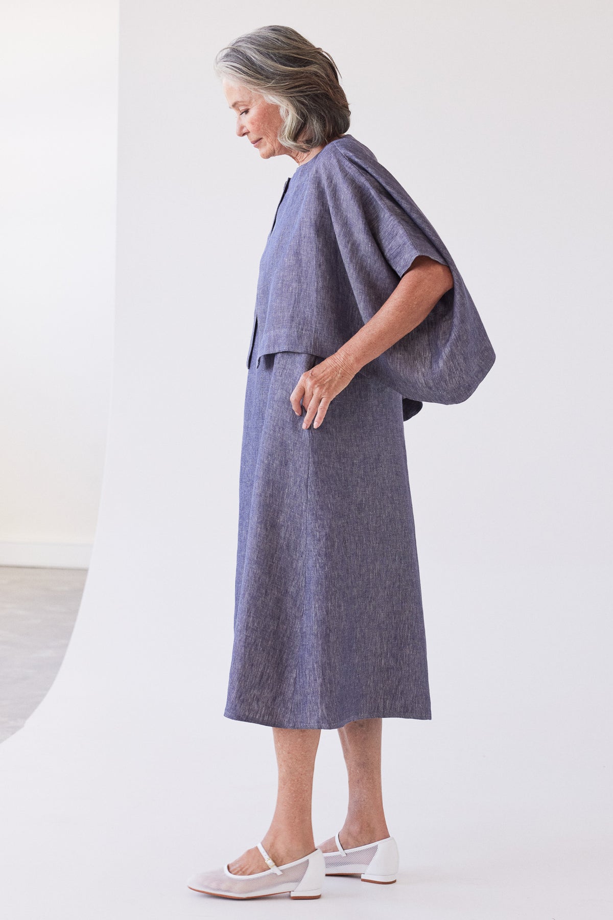 Tussie Capelet | Dusty Denim Linen