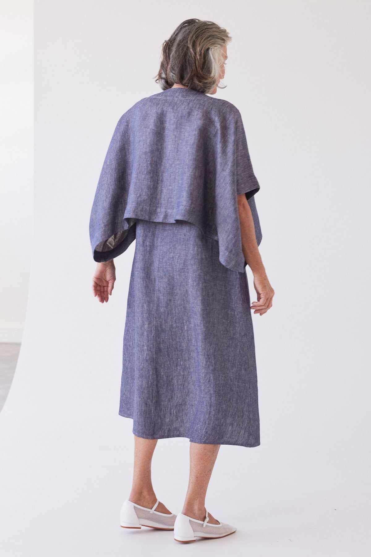 Tussie Capelet | Dusty Denim Linen