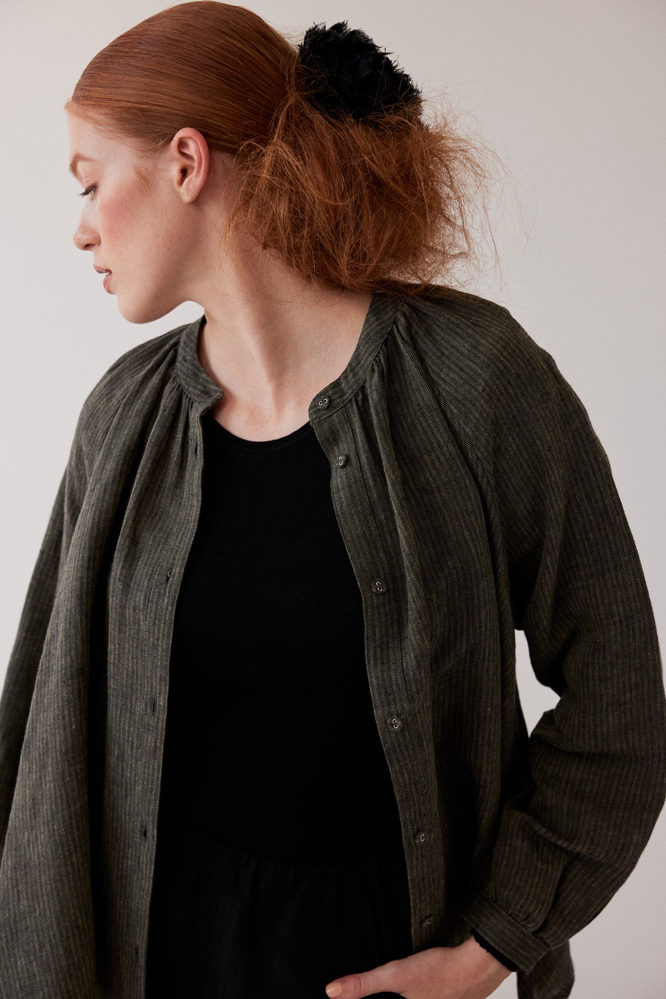 Vento Long Sleeve Shirt | Olive Stripe