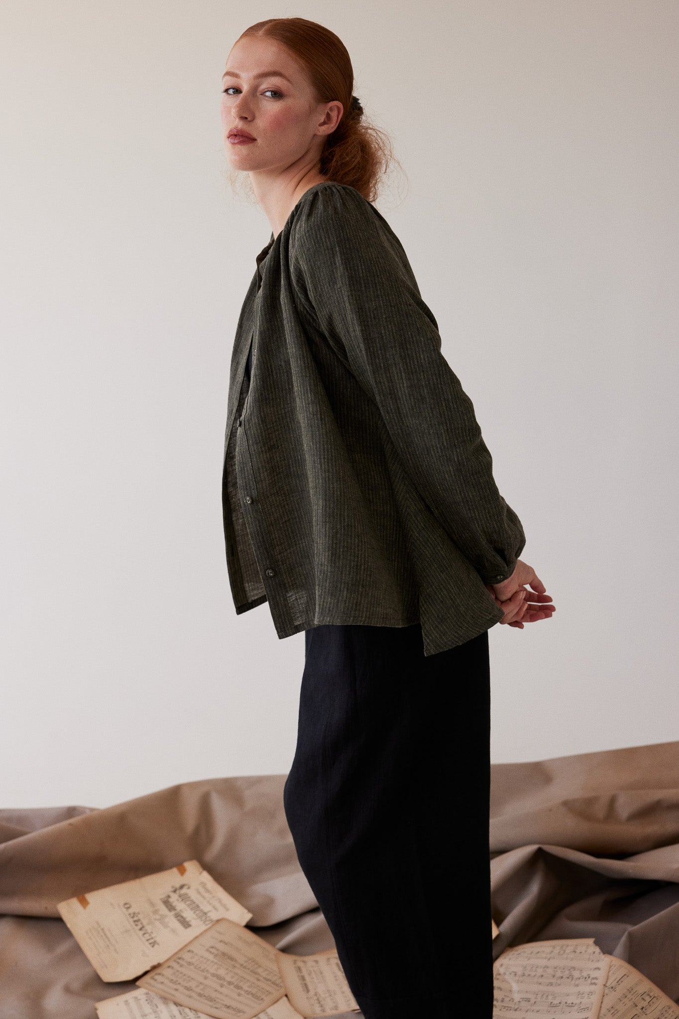 Vento Long Sleeve Shirt | Olive Stripe