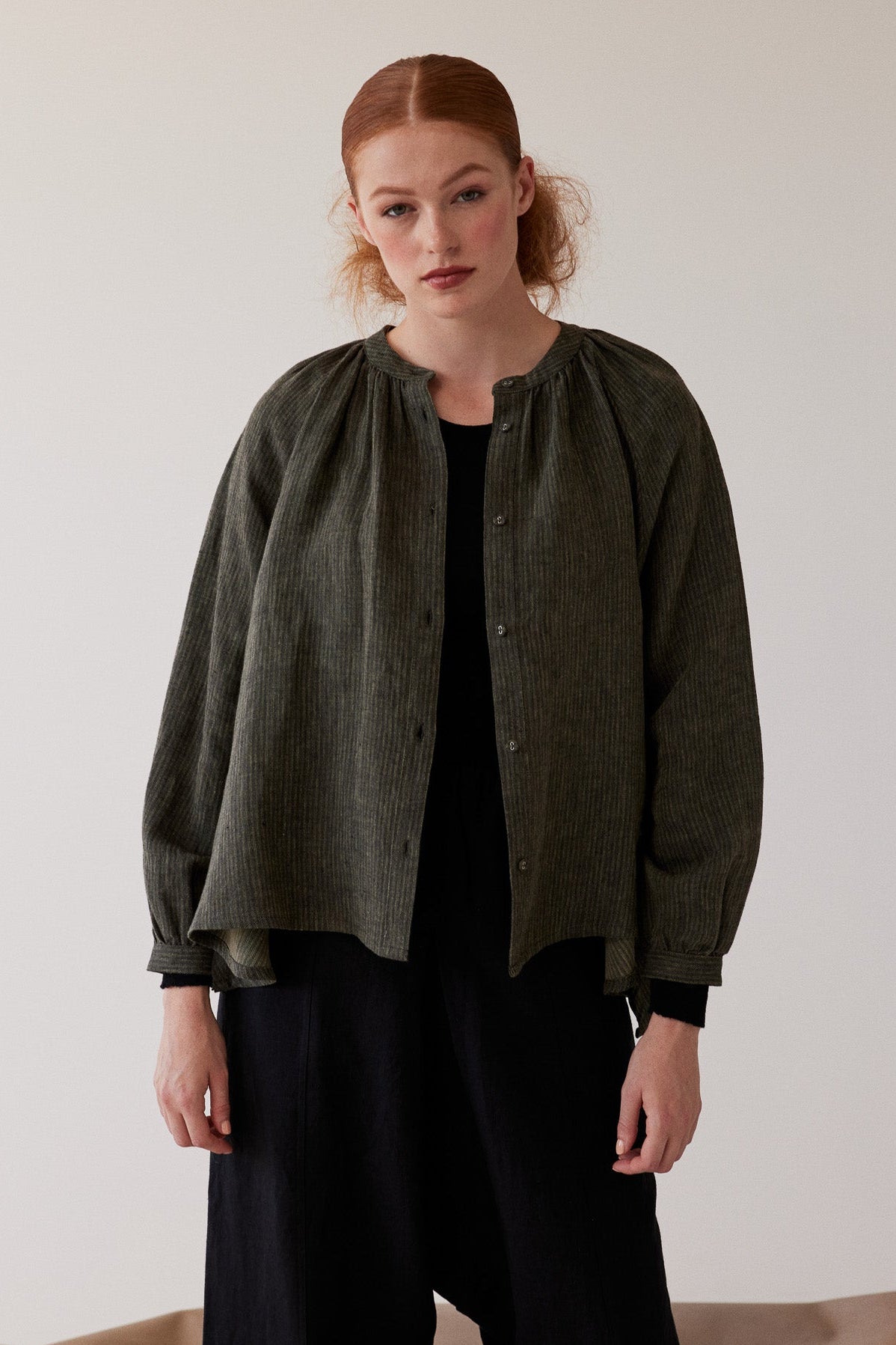 Vento Long Sleeve Shirt | Olive Stripe