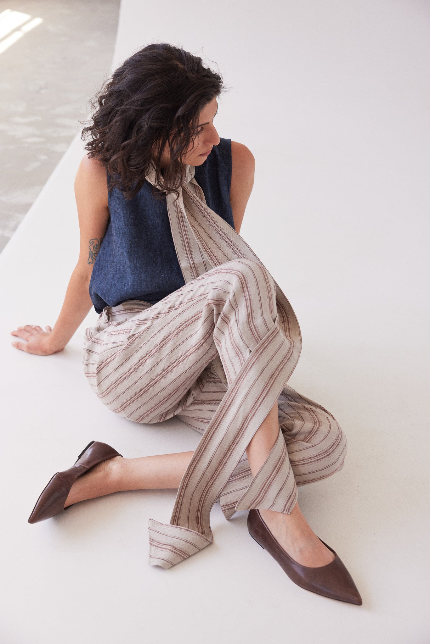 Walter Cropped Pant | Brick Stripe