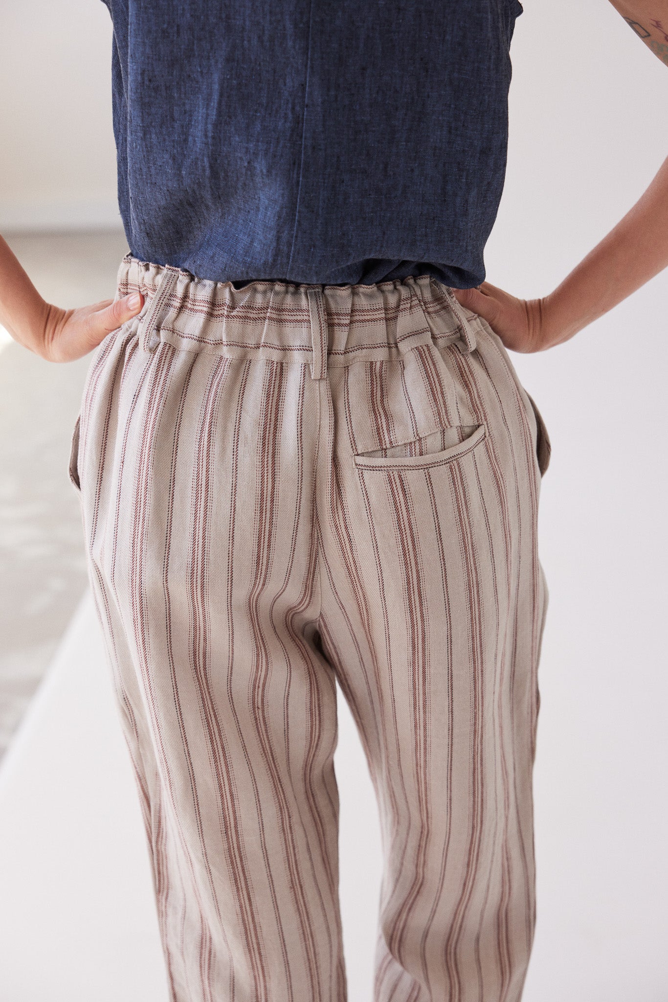 Walter Cropped Pant | Brick Stripe