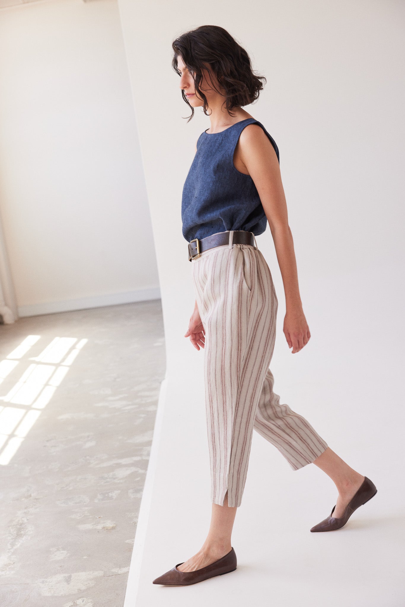Walter Cropped Pant | Brick Stripe