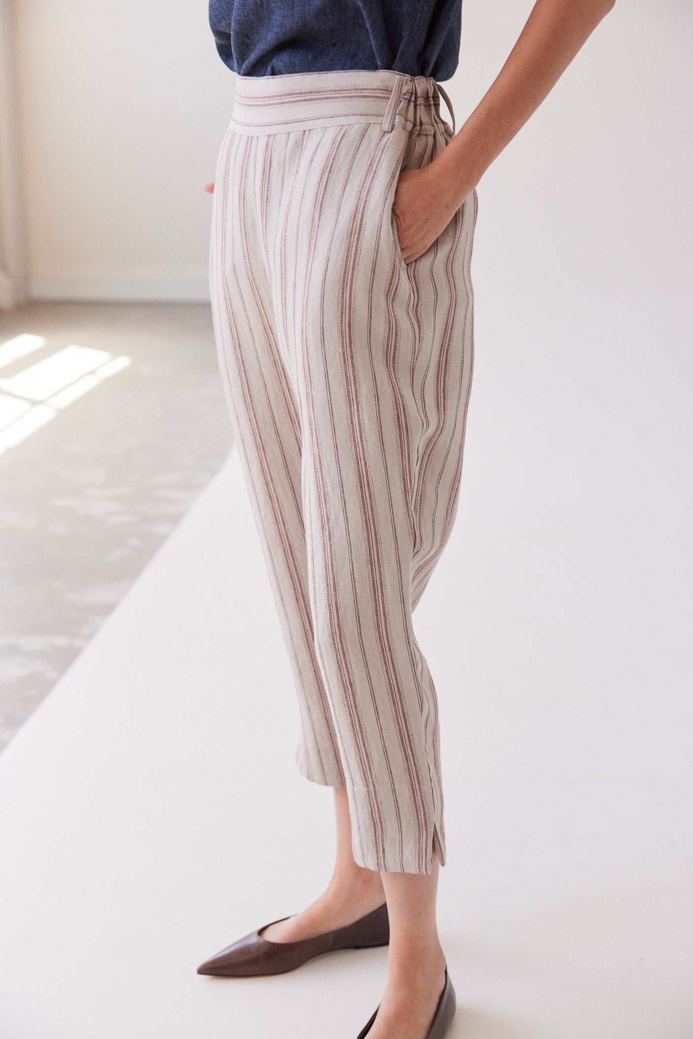 Walter Cropped Pant | Brick Stripe