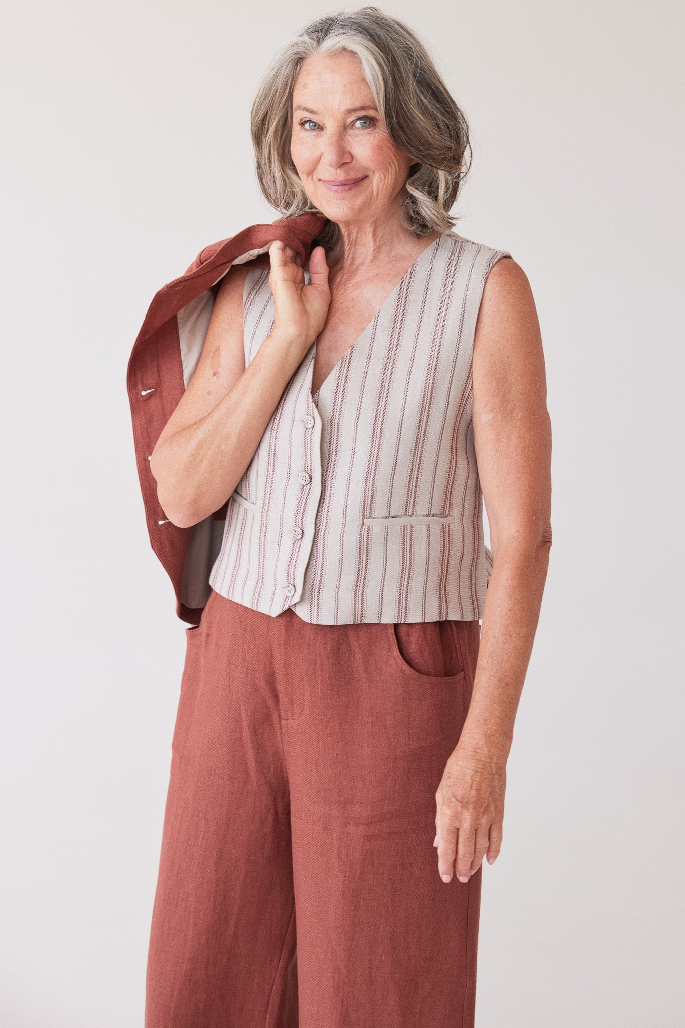Winston Waistcoat | Brick Stripe