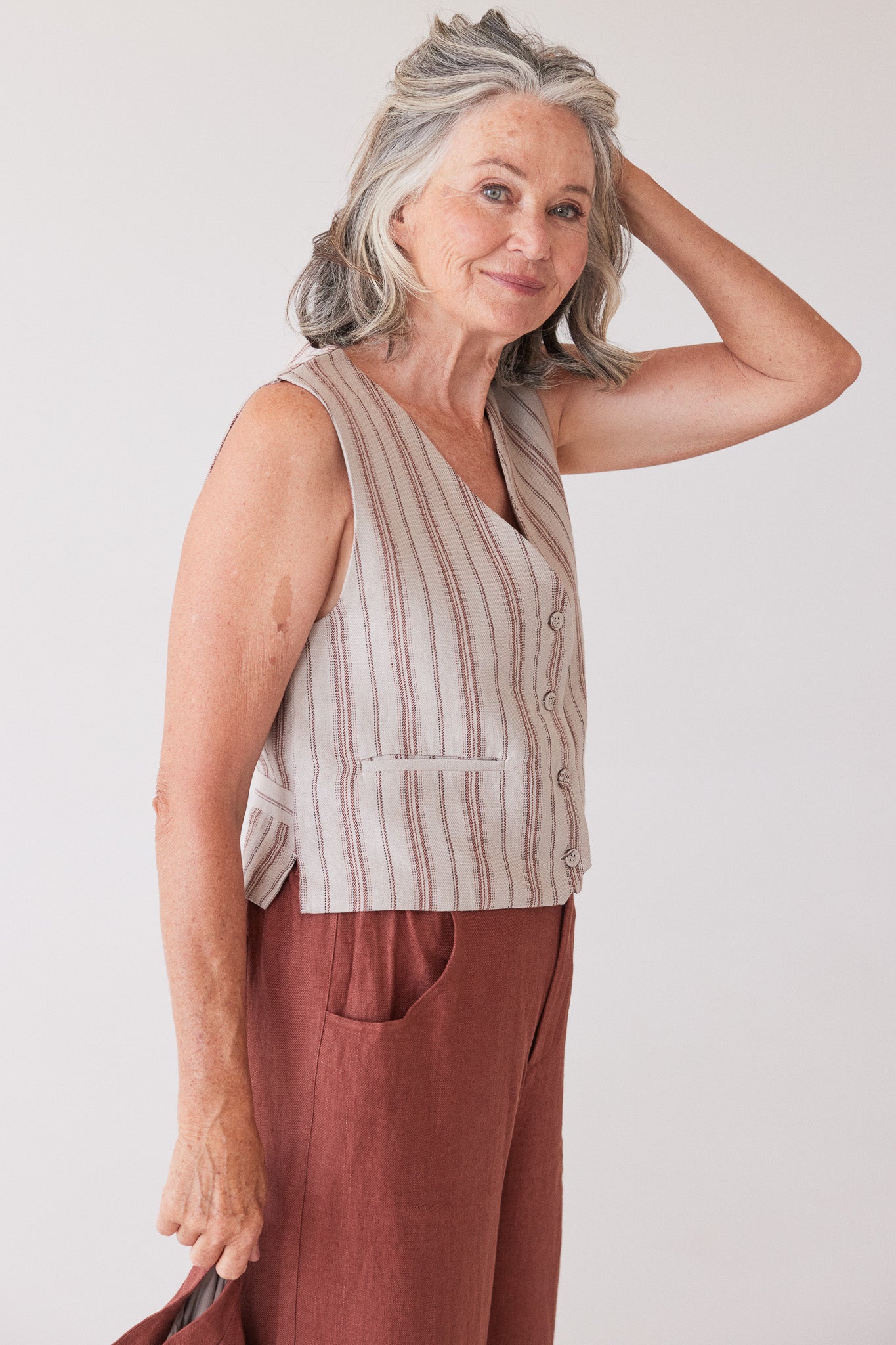 Winston Waistcoat | Brick Stripe