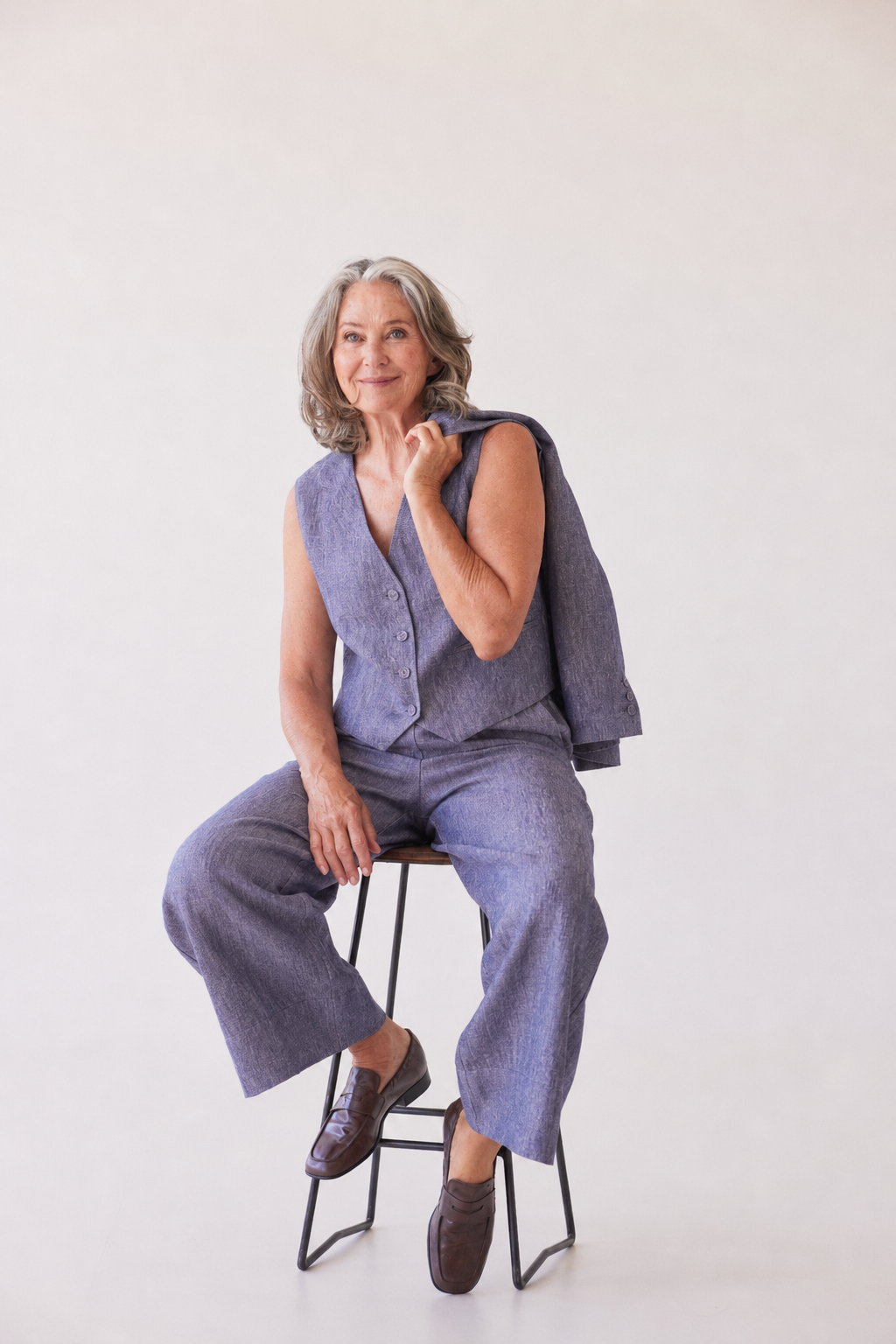 Winston Waistcoat | Dusty Denim Linen