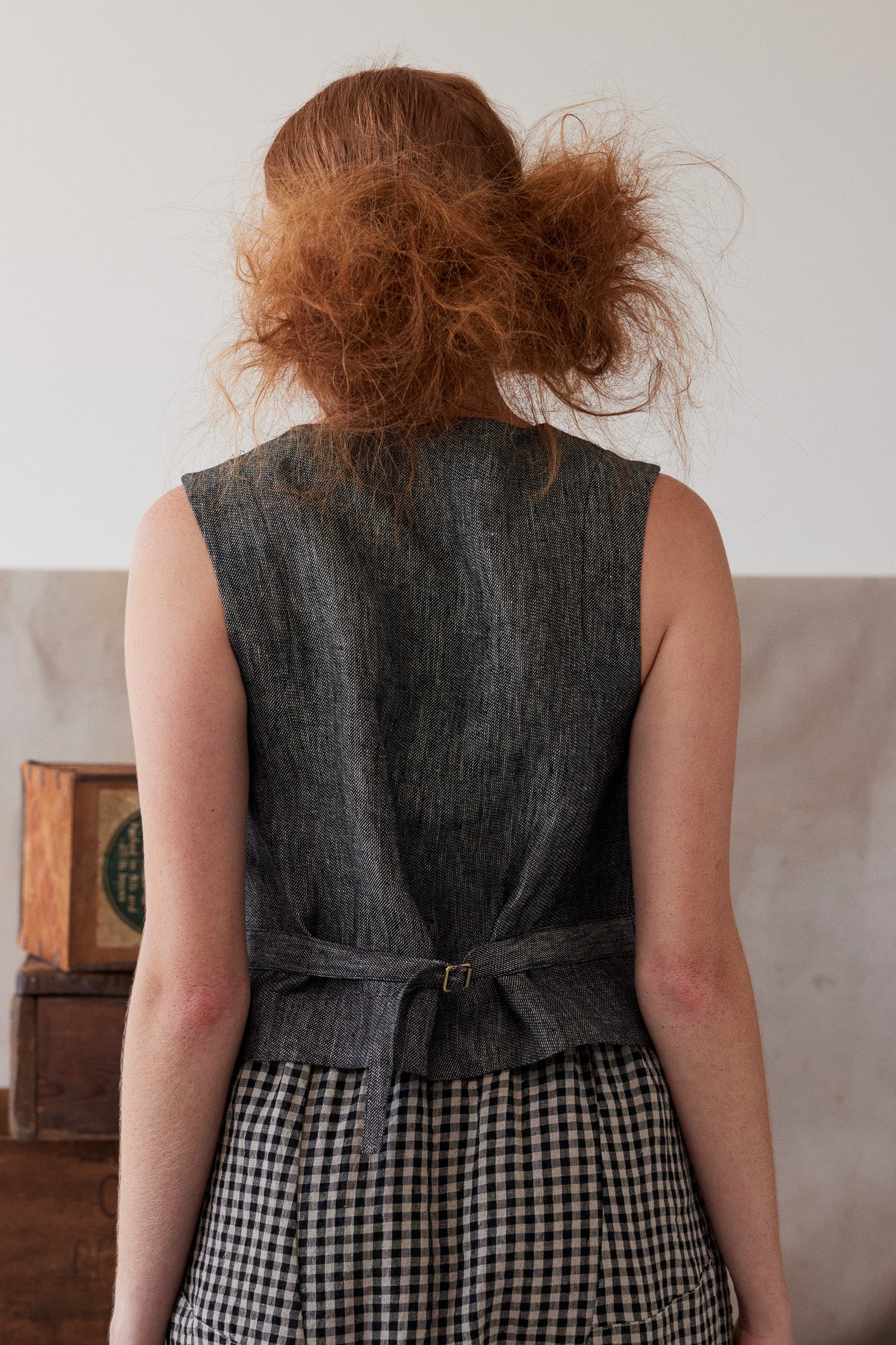 Winston Waistcoat | Black Denim Linen