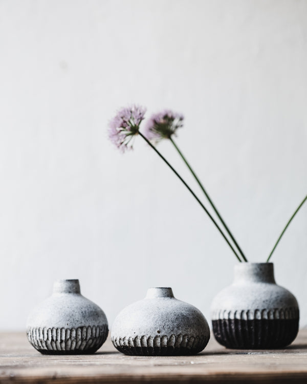 Clay Beehive | Black Bud Vase | 7.5 cm w x 7 cm h