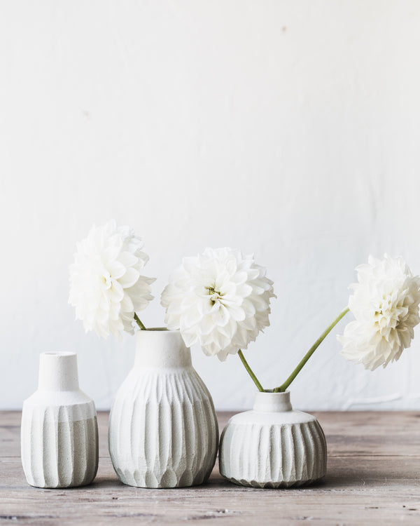 Clay Beehive | White Fluted Vase | 6.5 cm w x 11.5 cm h
