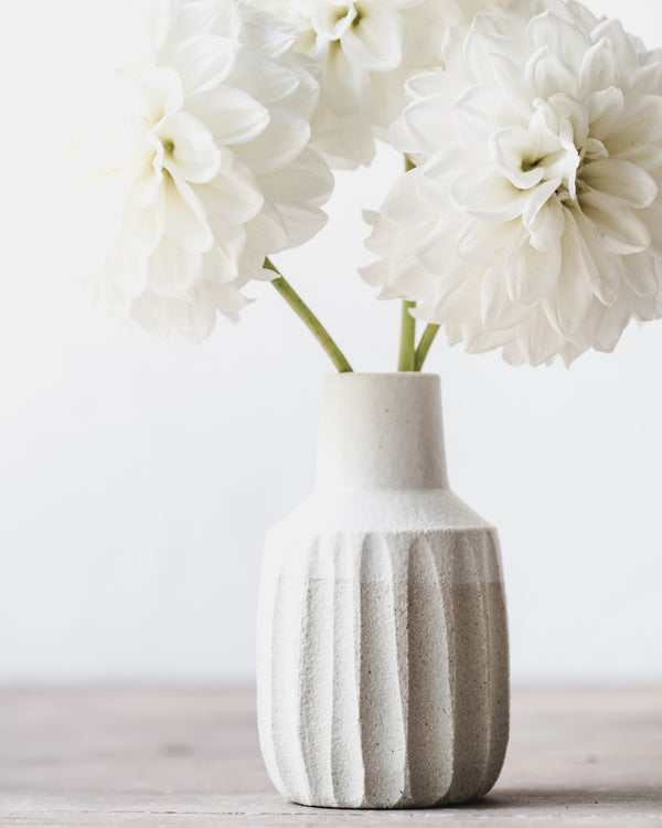 Clay Beehive | White Fluted Vase | 6.5 cm w x 11.5 cm h