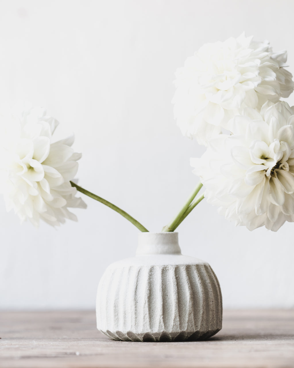 Clay Beehive | White Fluted Vase | 9.5 cm w x 8 cm h
