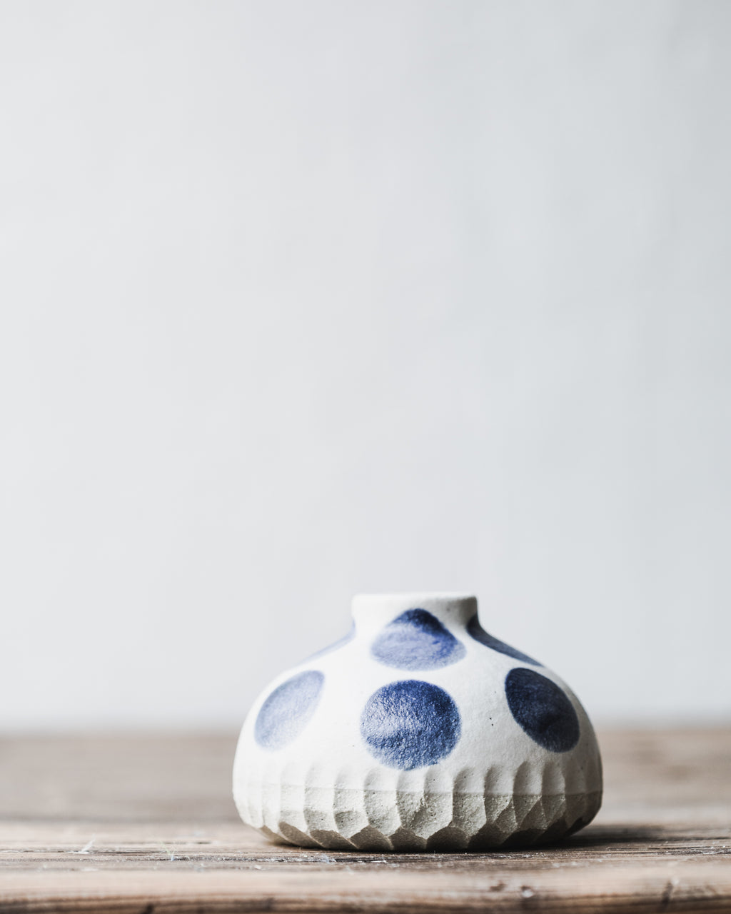 Clay Beehive | Blue Polka Dot Vase  | 9.5 cm w x 6.5 cm h