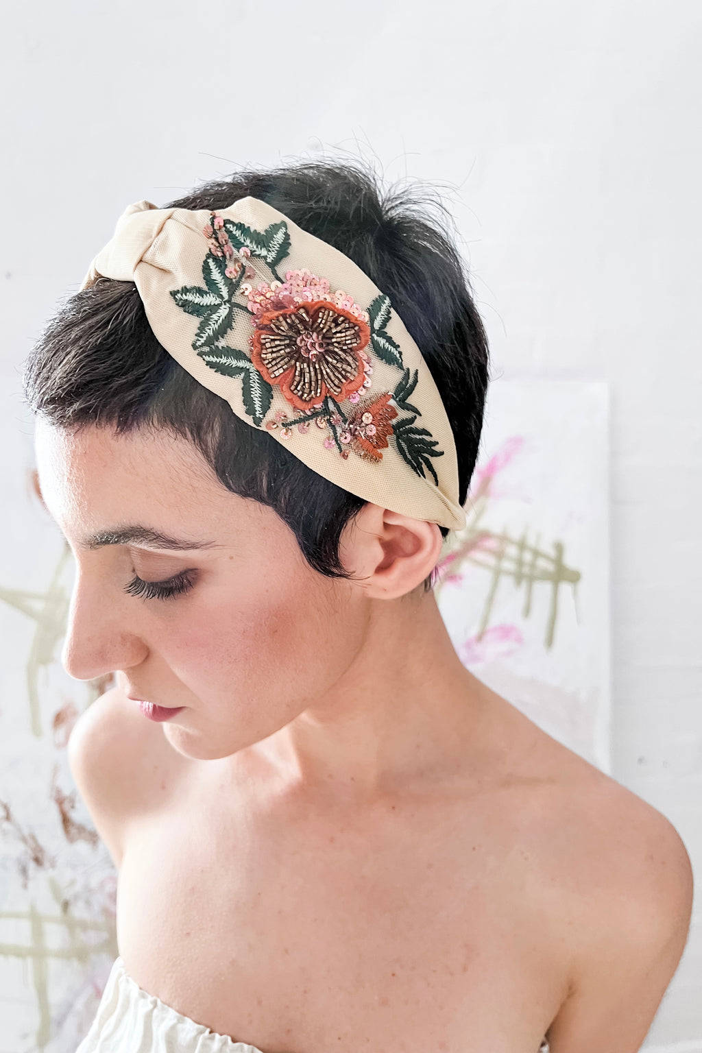 Hard Embroidered Headband | Sally